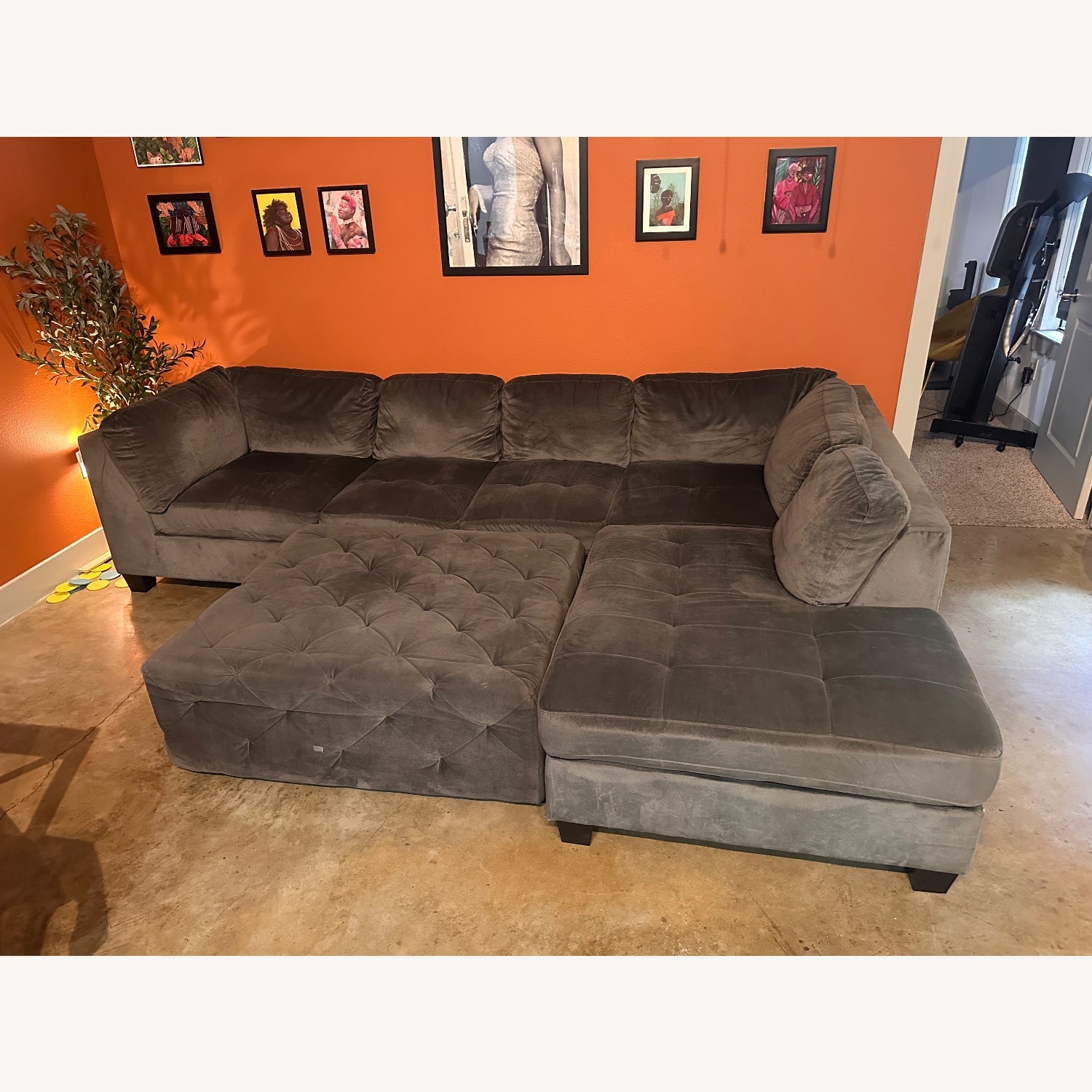 American Signature Gray Sectional Sofa  - image-1