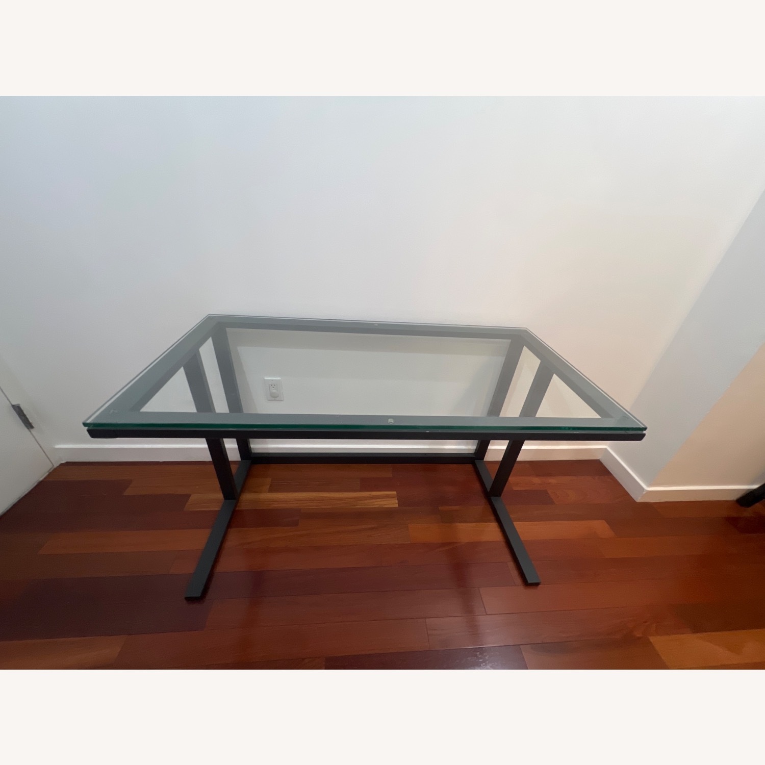 Crate & Barrel Pilsen Graphite Glass Desk - image-1