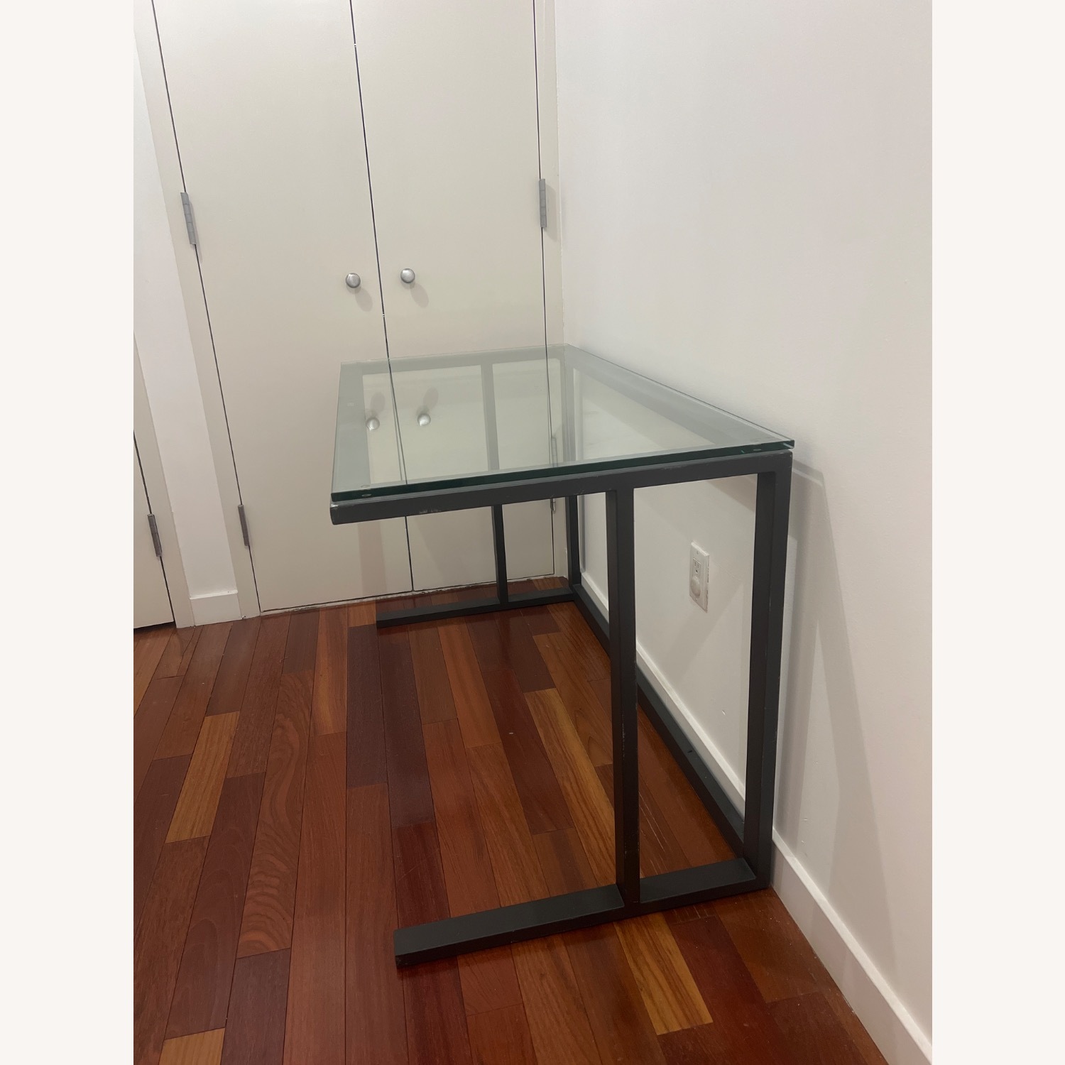 Crate & Barrel Pilsen Graphite Glass Desk - image-3