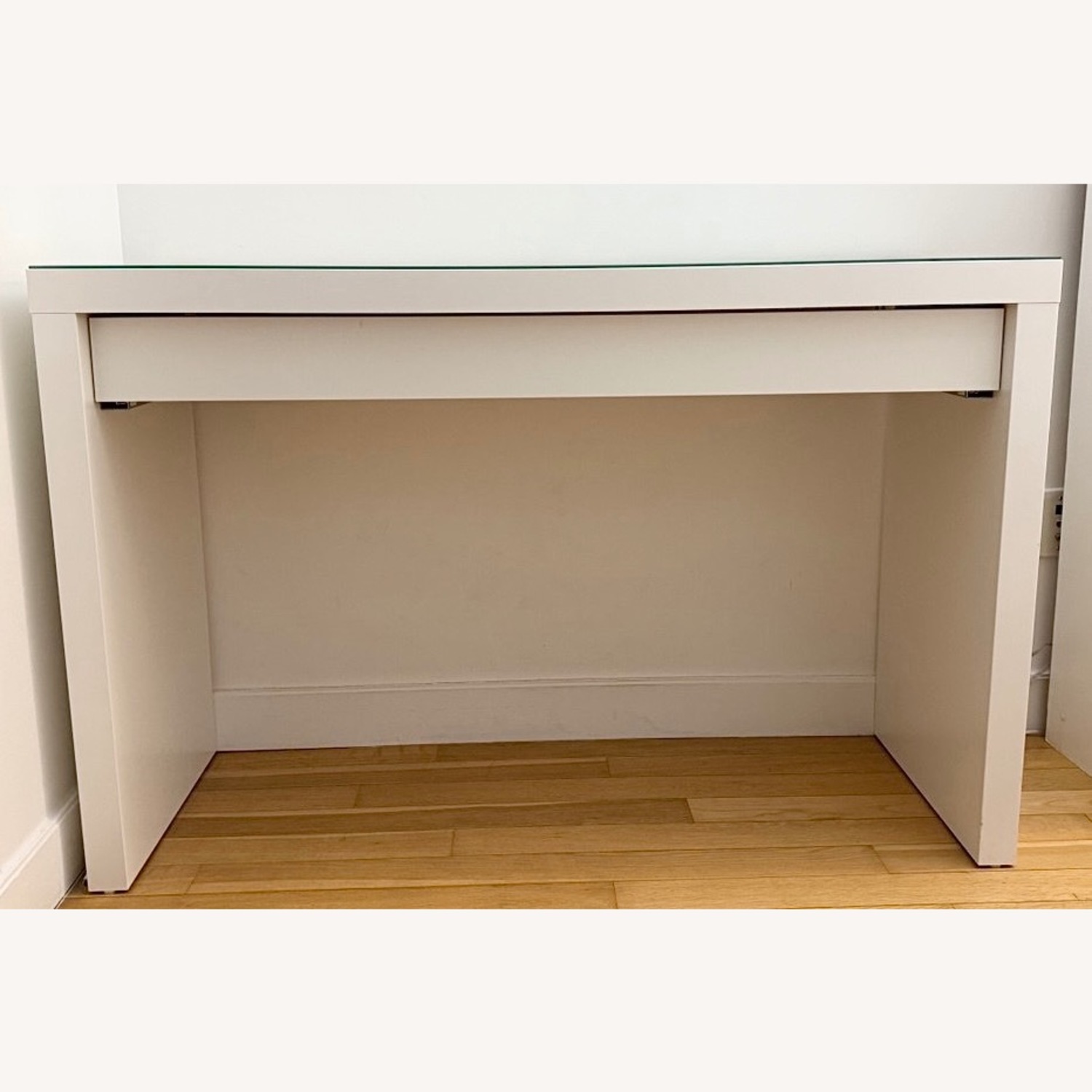 IKEA MALM White Wooden Versatile Dressing Desk with Glass - image-4