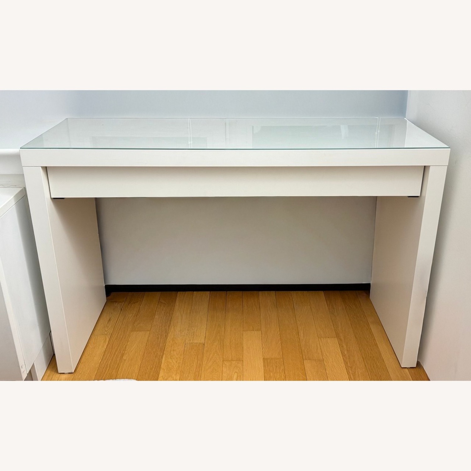 IKEA MALM White Wooden Versatile Dressing Desk with Glass - image-1