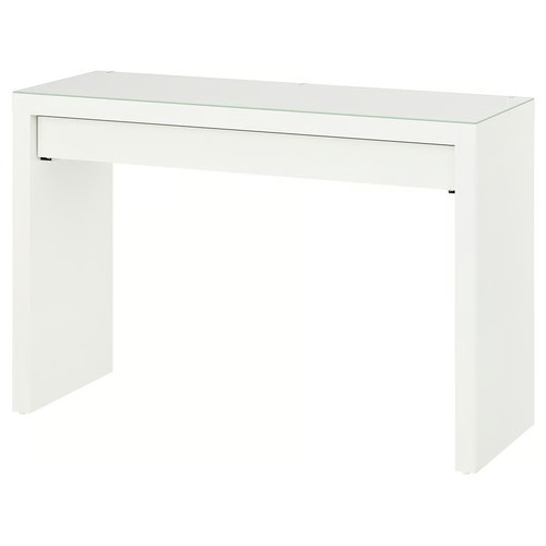Used IKEA MALM White Wooden Versatile Dressing Desk with Glass for sale on AptDeco