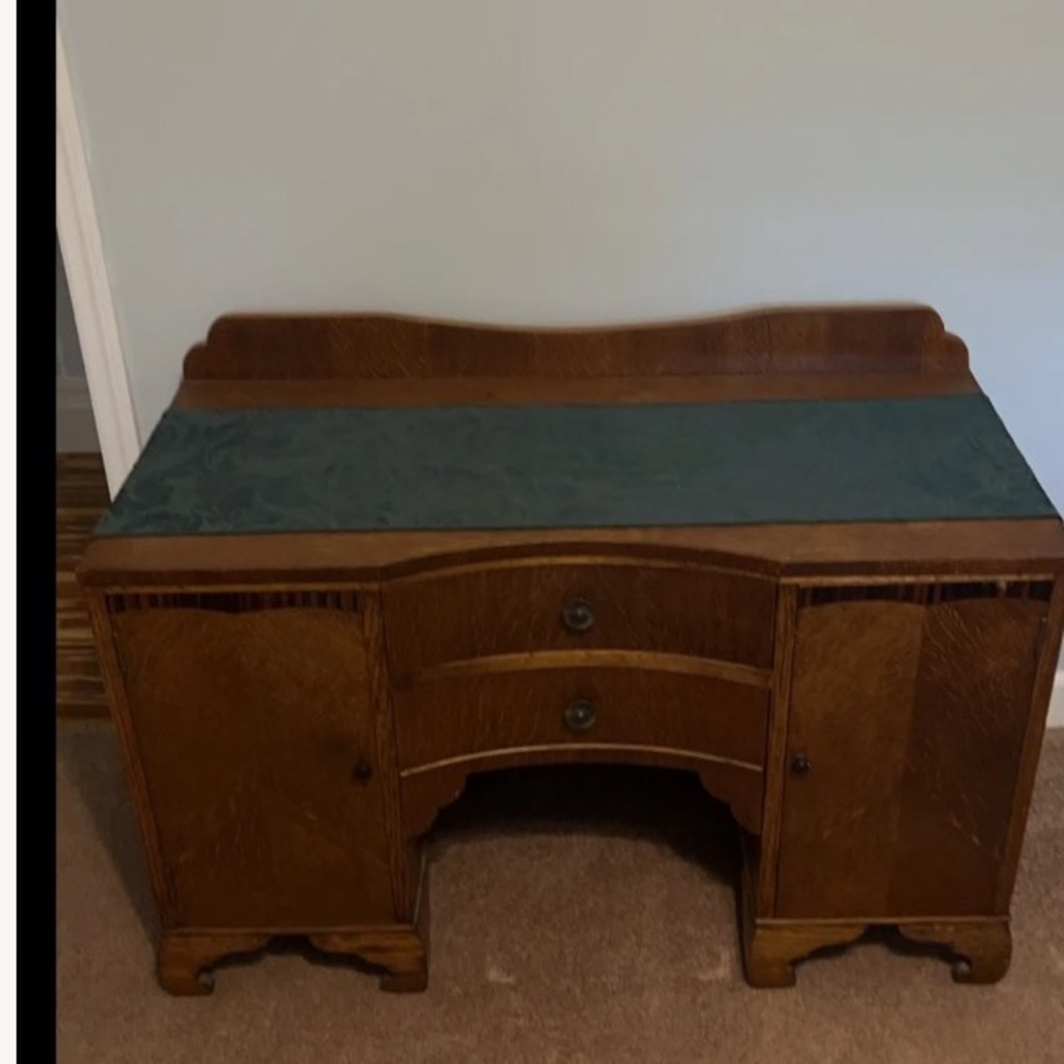 Dark Brown antique vintage Wood Desk - image-6