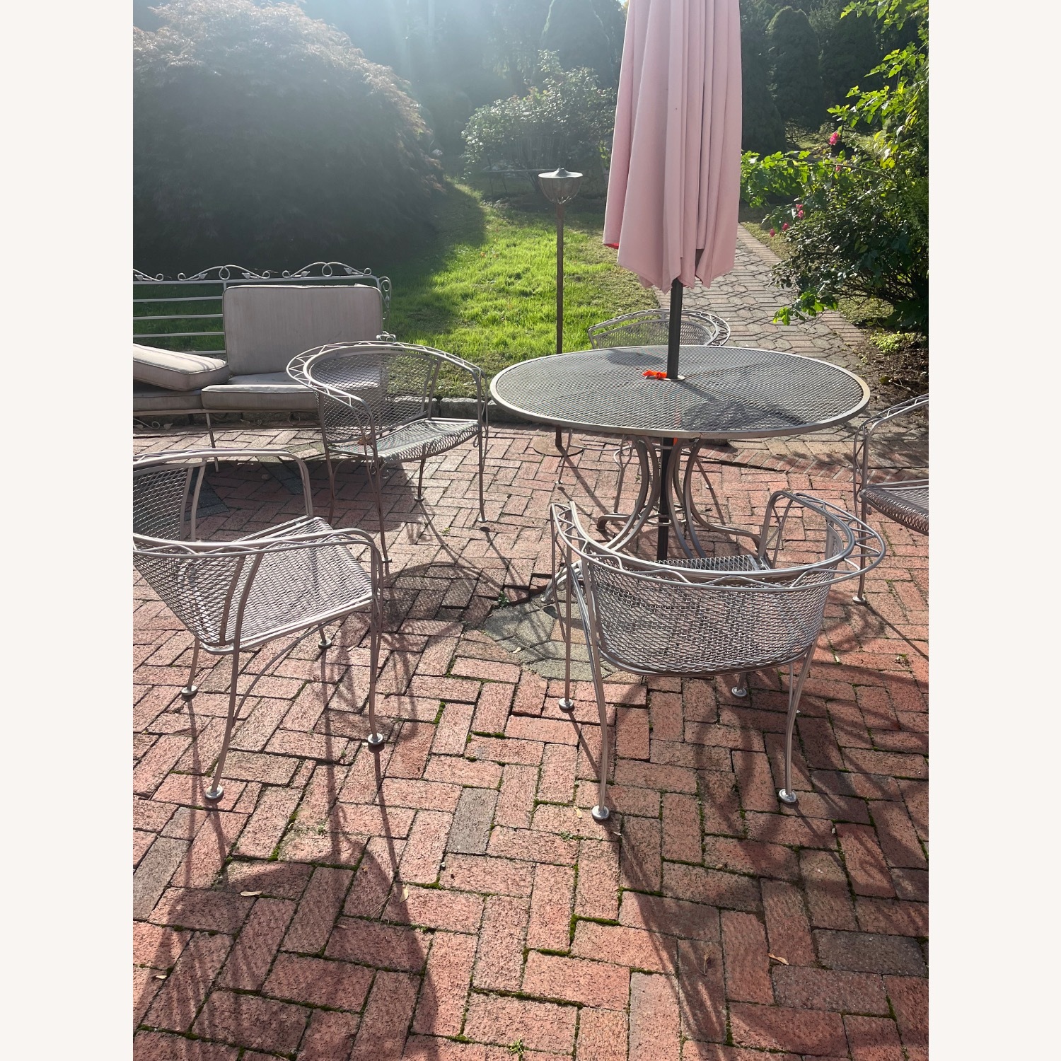 Wrought Iron Purple Metal Patio Furniture - image-7