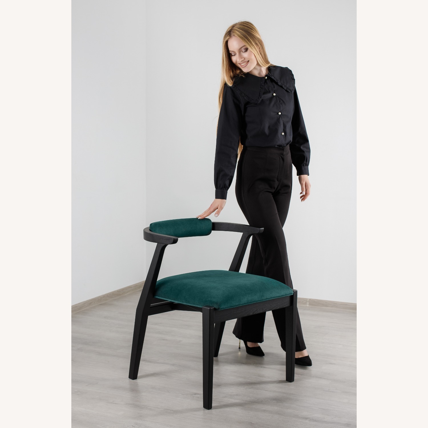 Black Solid Wood Dining Chair - image-6