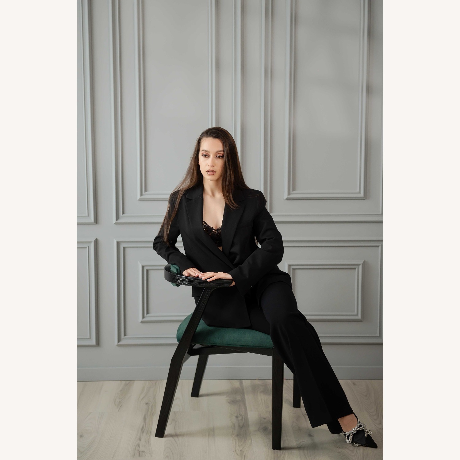 Black Solid Wood Dining Chair - image-10