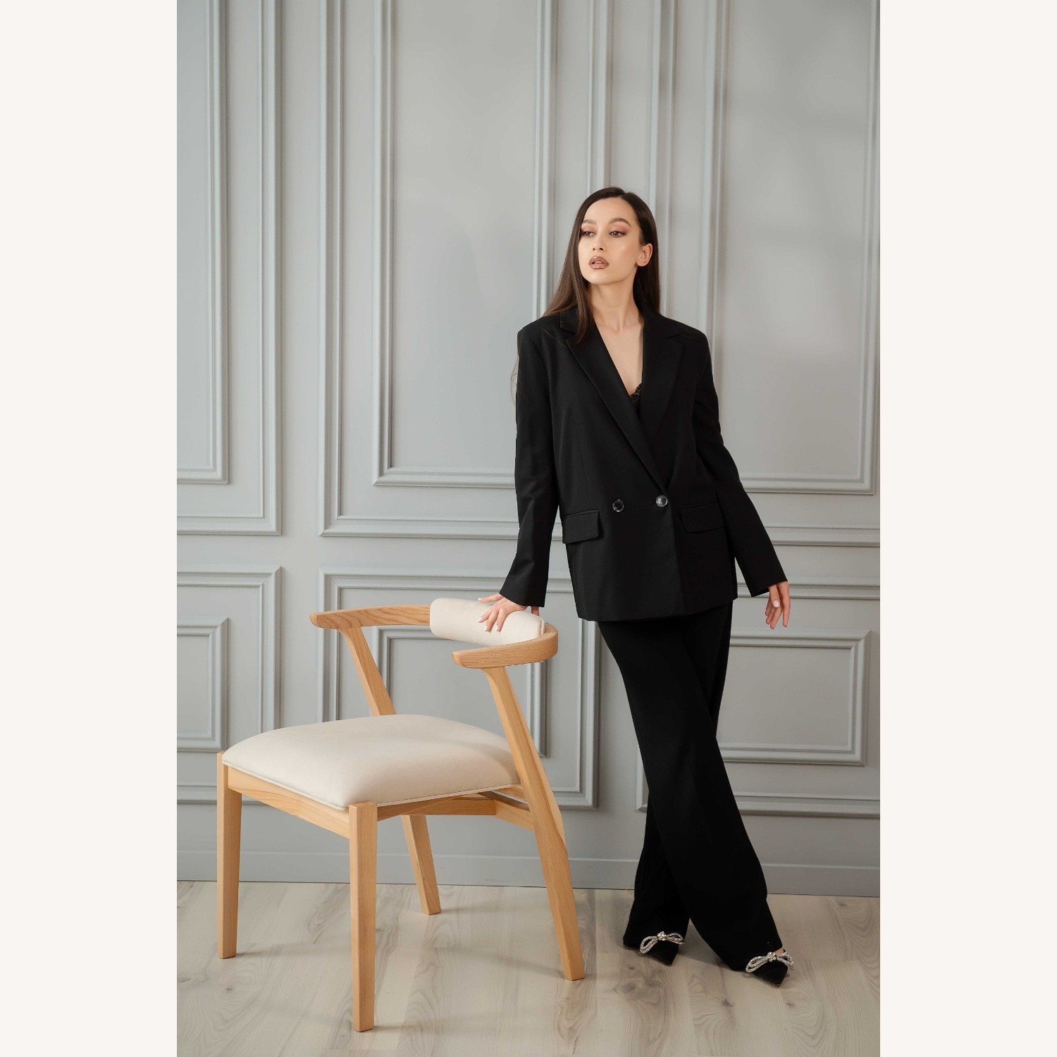 Natural Solid Wood Dining Chair - image-16