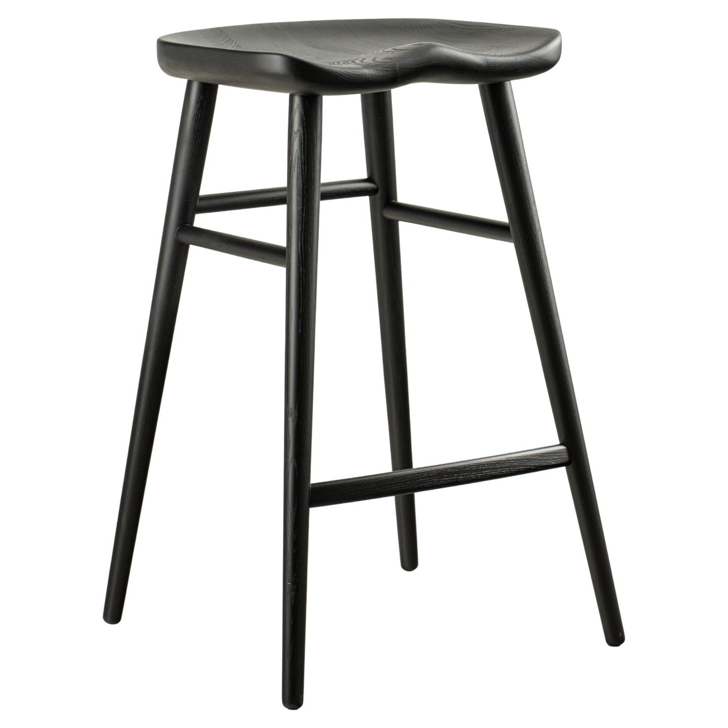 Black Solid Wood Bar Stool - image-1