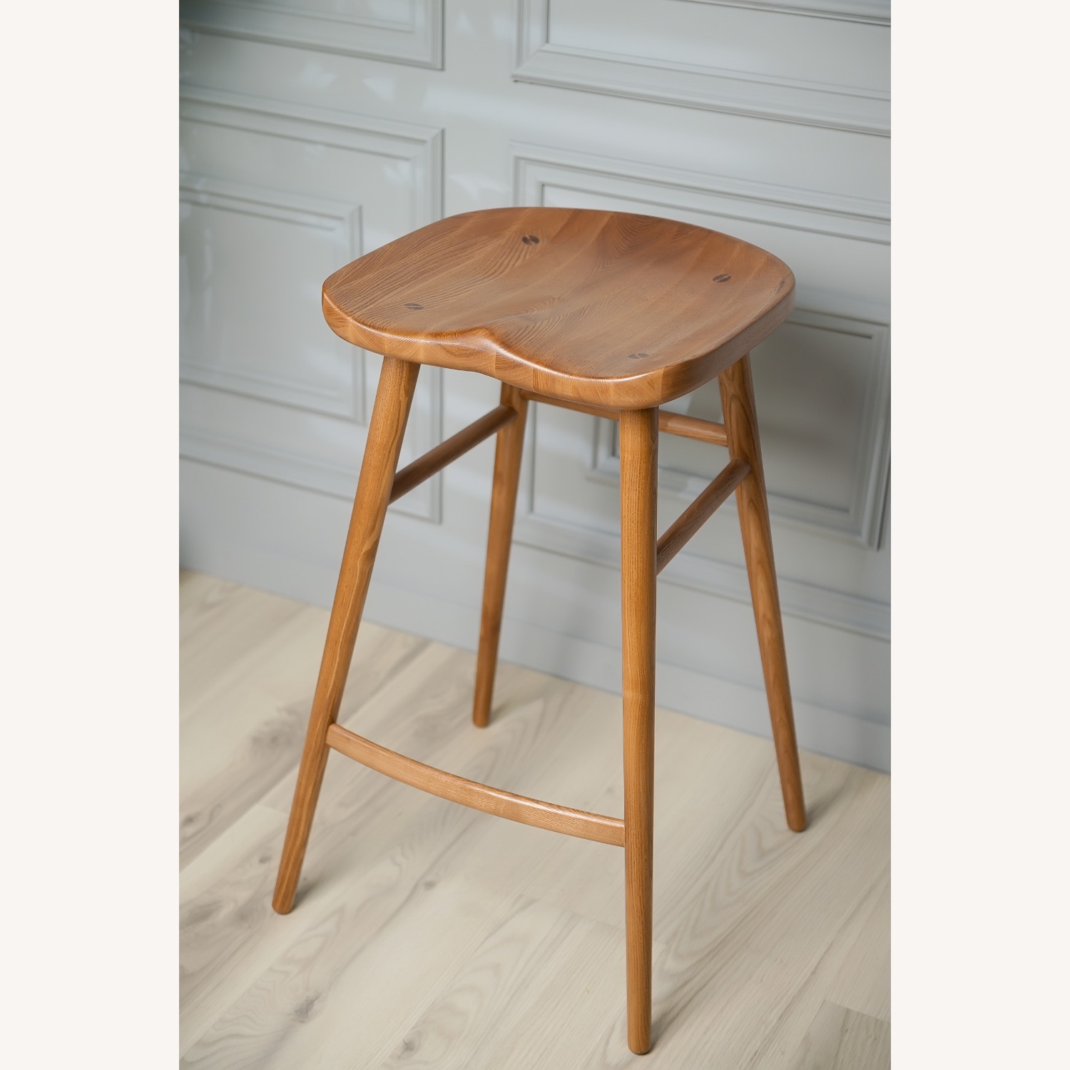 Light Brown Solid Wood Bar Stool - image-5