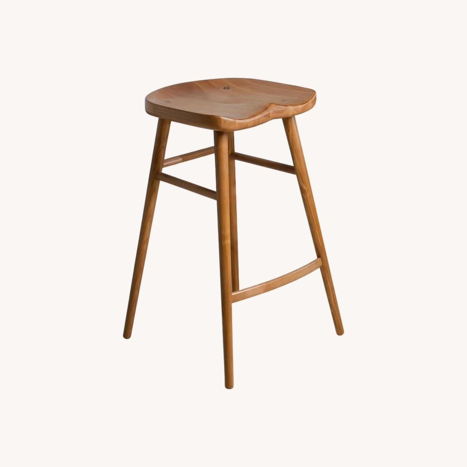 Light Brown Solid Wood Bar Stool - image-0