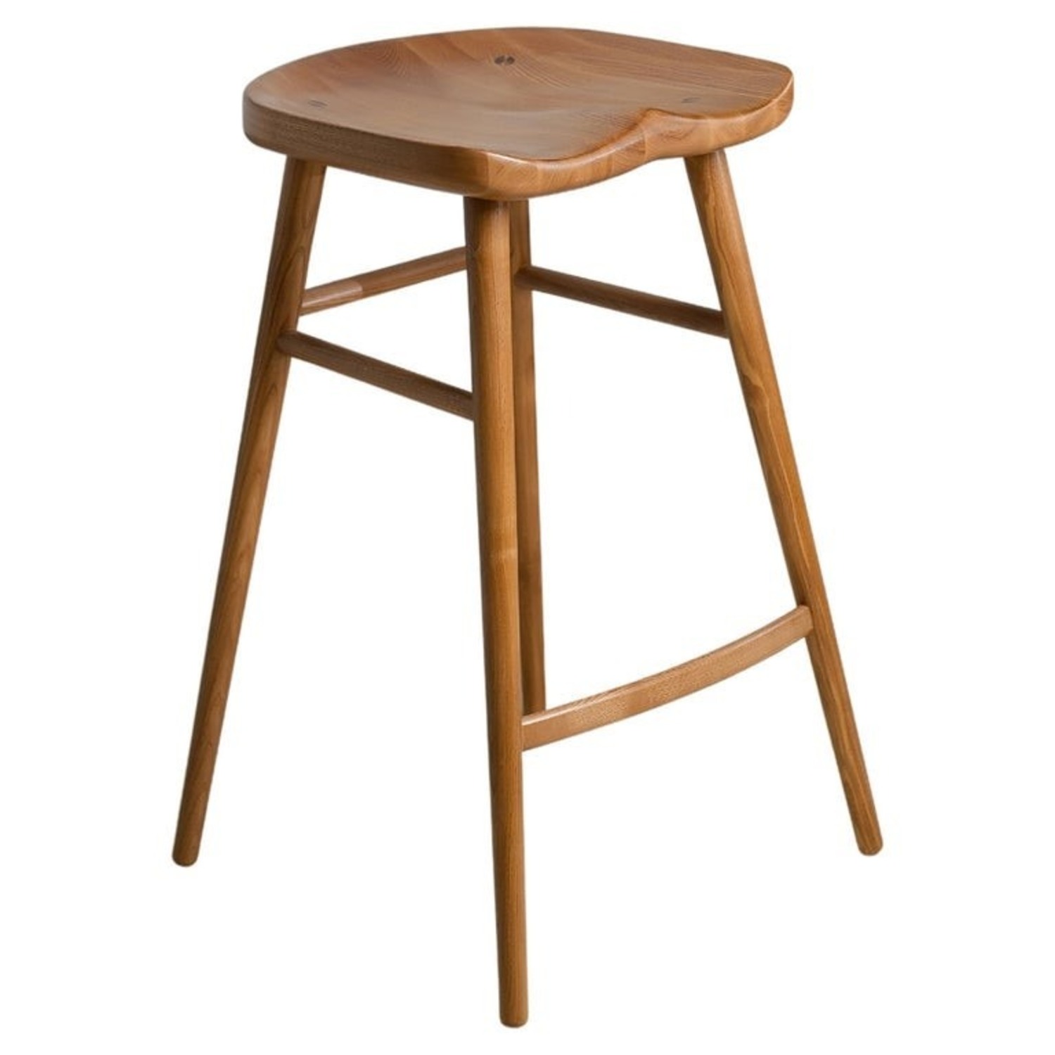 Light Brown Solid Wood Bar Stool - image-1