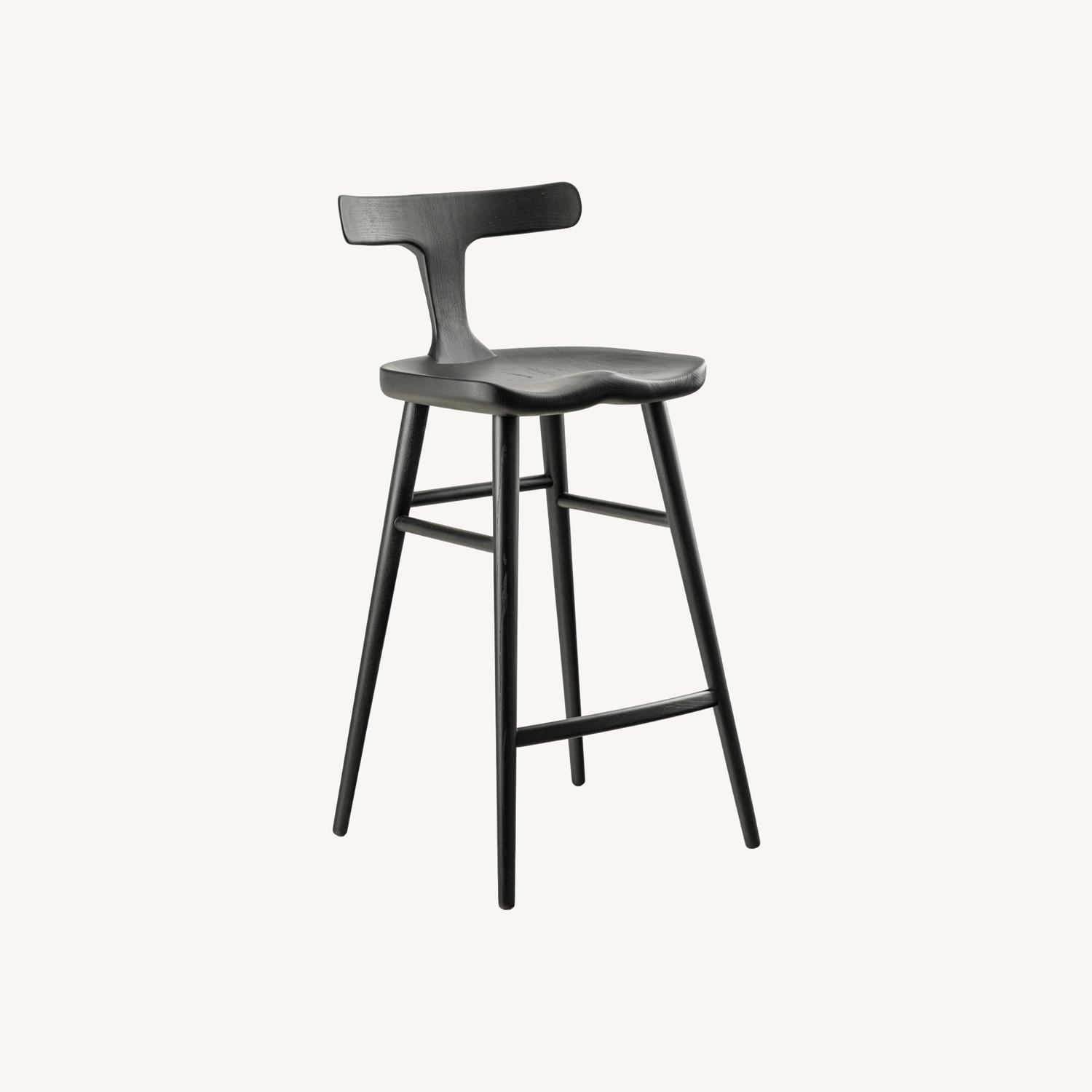 Black Solid Wood Bar Stool - image-0