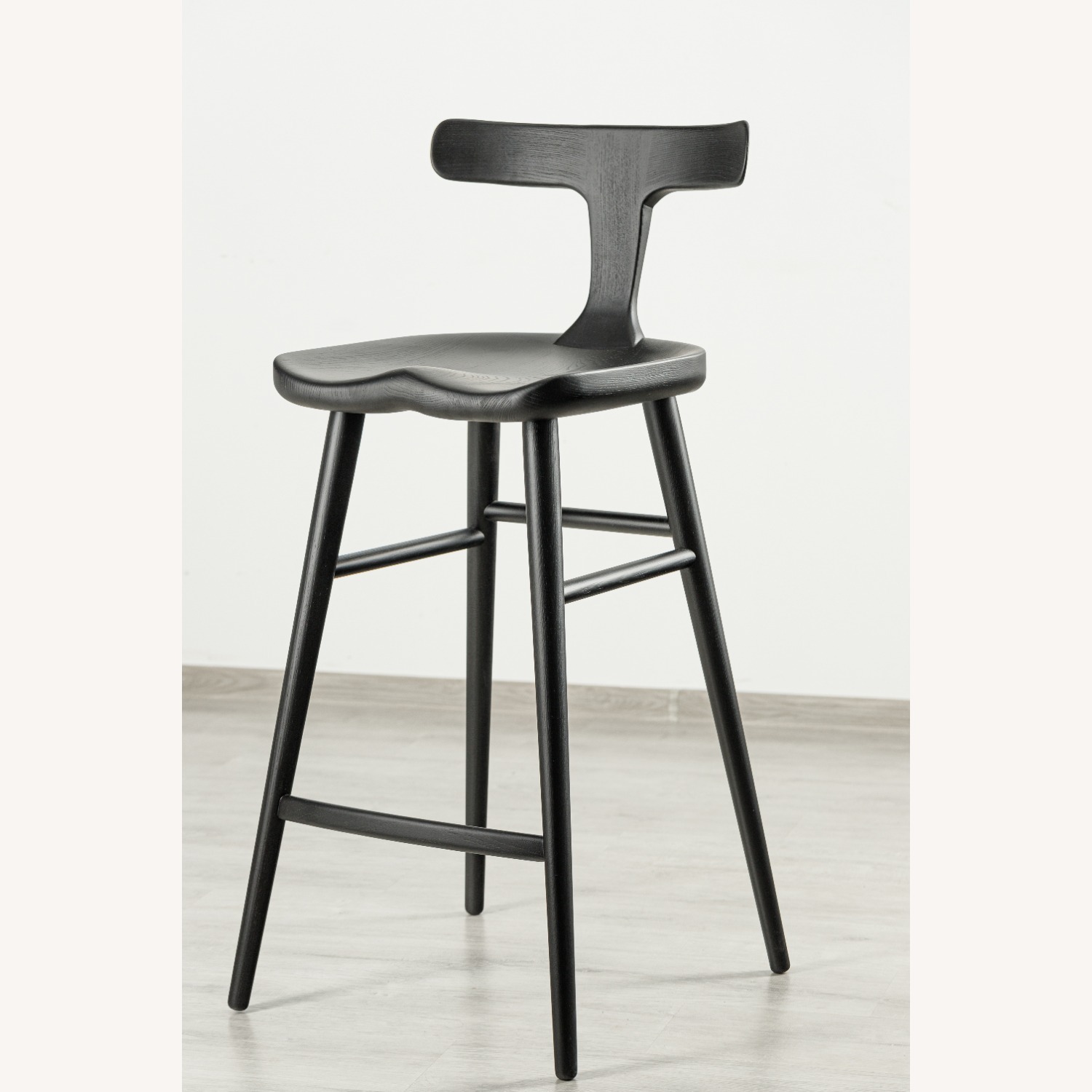 Black Solid Wood Bar Stool - image-3
