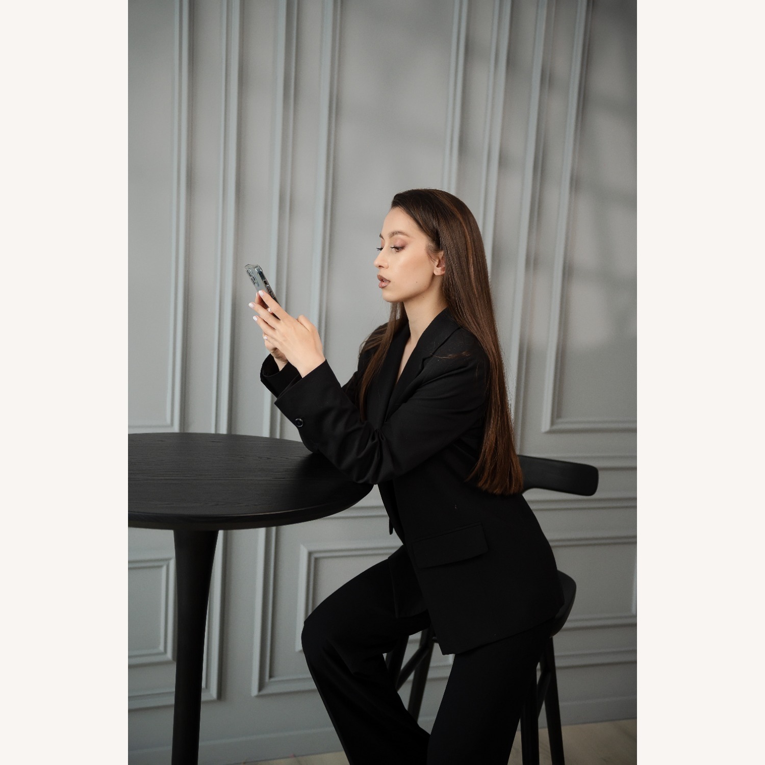 Black Solid Wood Bar Stool - image-13