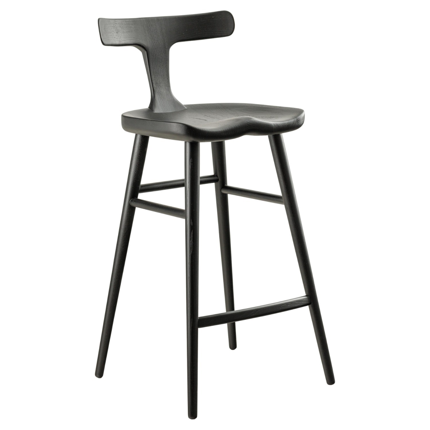 Black Solid Wood Bar Stool - image-1