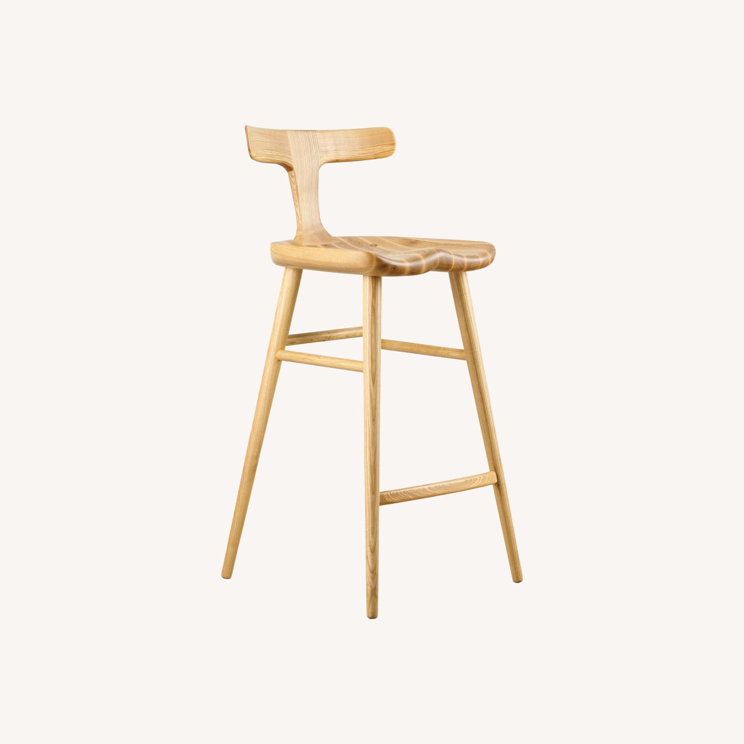 Natural Solid Wood Bar Stool - image-0