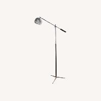 Chrome, Black Enamel, Leather Tripod Floor Lamp