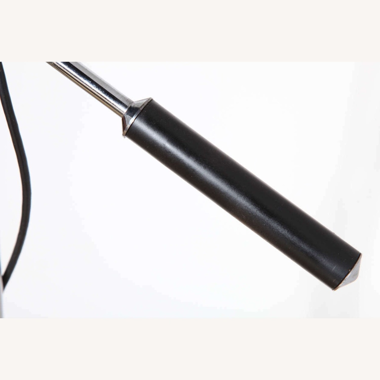 Chrome, Black Enamel, Leather Tripod Floor Lamp - image-6