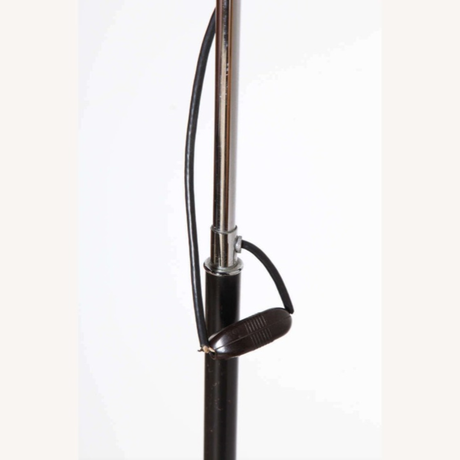 Chrome, Black Enamel, Leather Tripod Floor Lamp - image-4