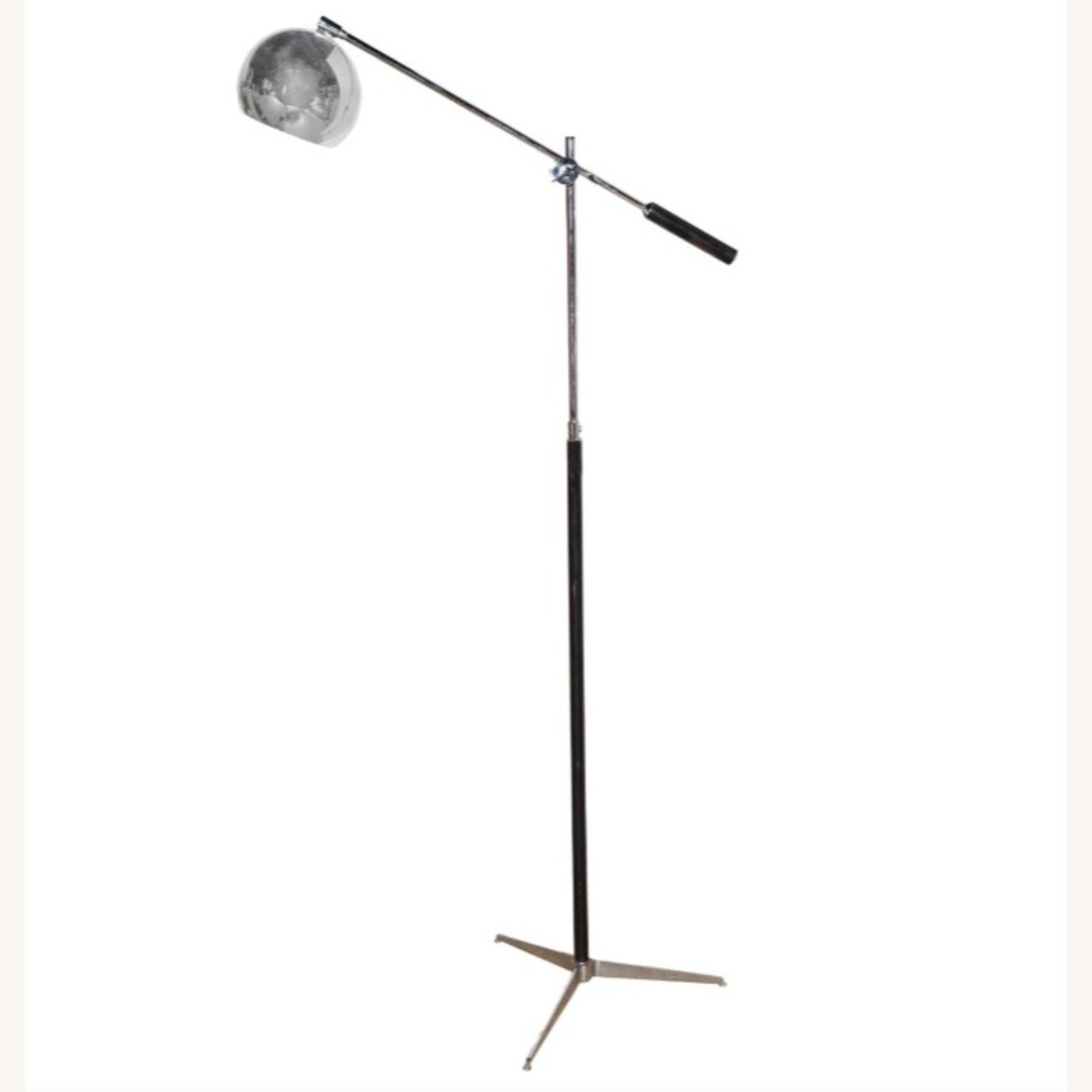 Chrome, Black Enamel, Leather Tripod Floor Lamp - image-1