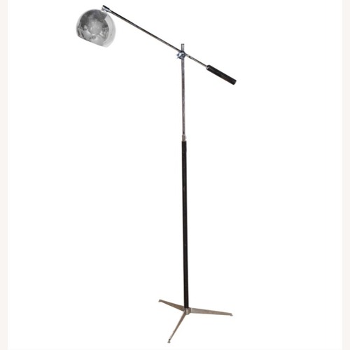 Used Chrome, Black Enamel, Leather Tripod Floor Lamp for sale on AptDeco