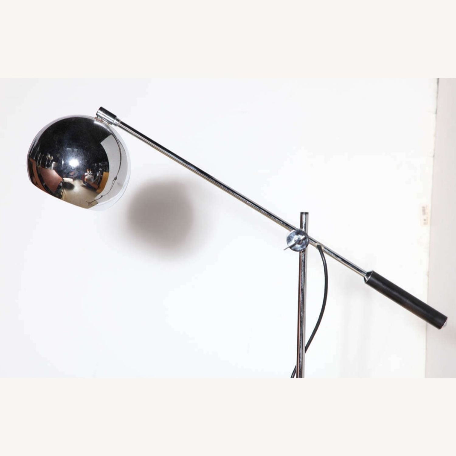 Chrome, Black Enamel, Leather Tripod Floor Lamp - image-2