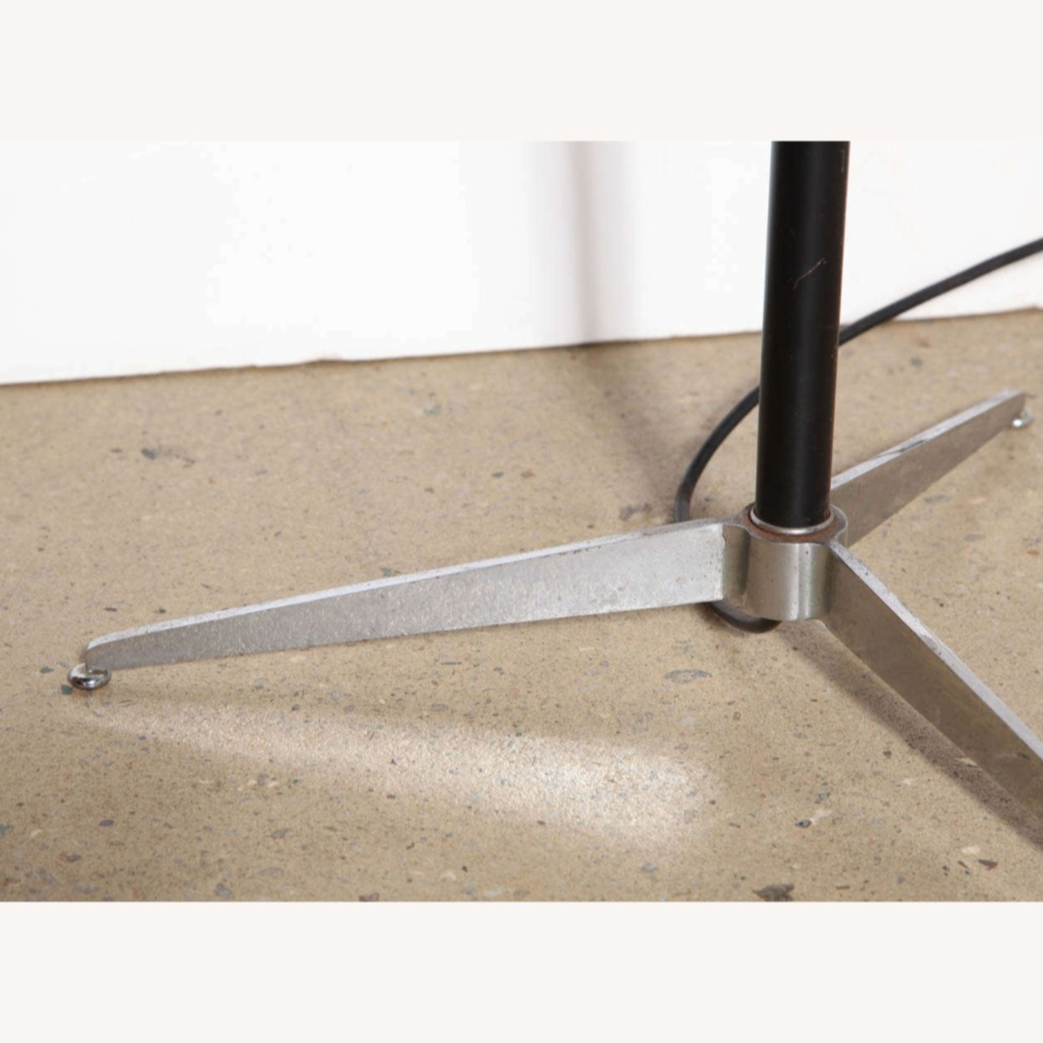 Chrome, Black Enamel, Leather Tripod Floor Lamp - image-8