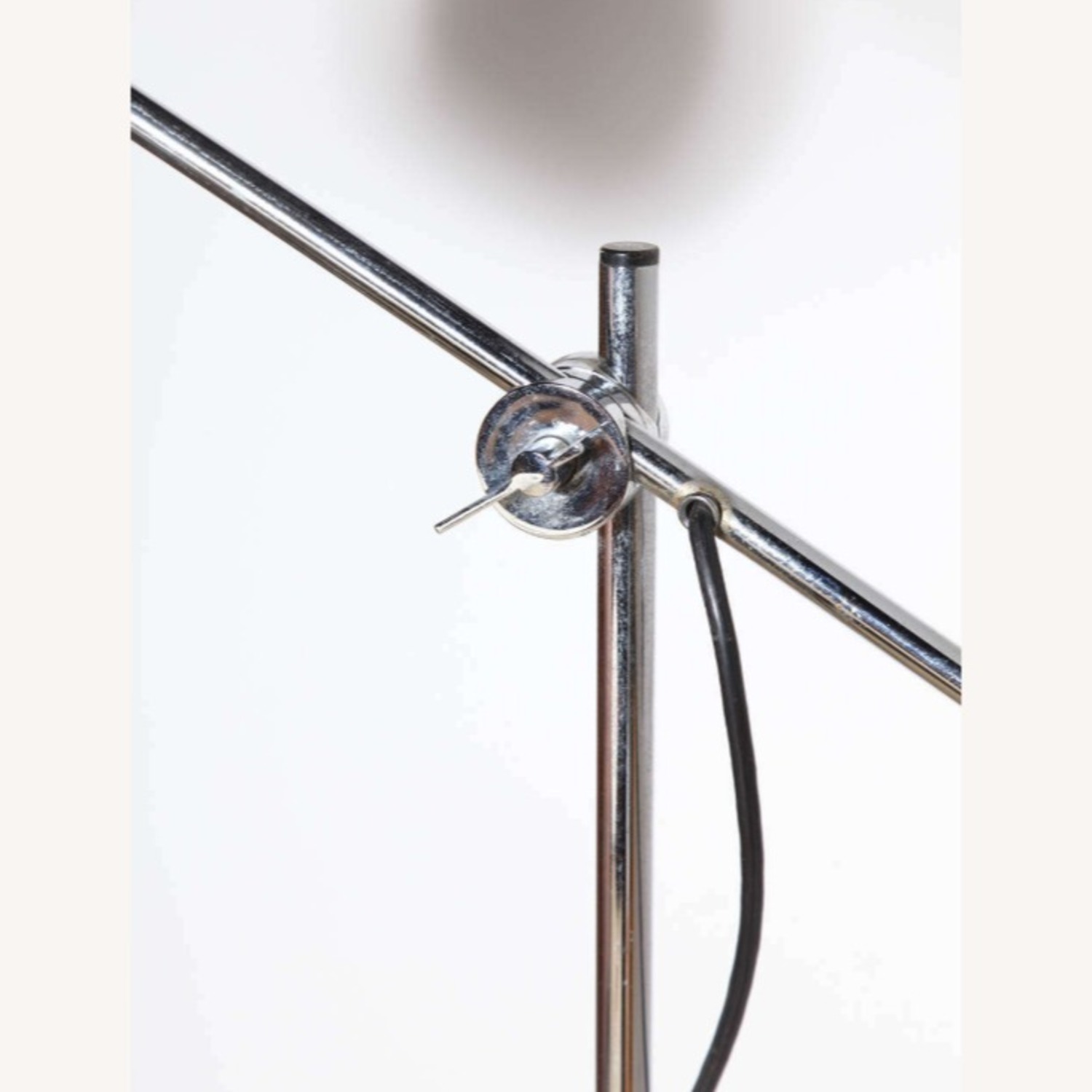 Chrome, Black Enamel, Leather Tripod Floor Lamp - image-5