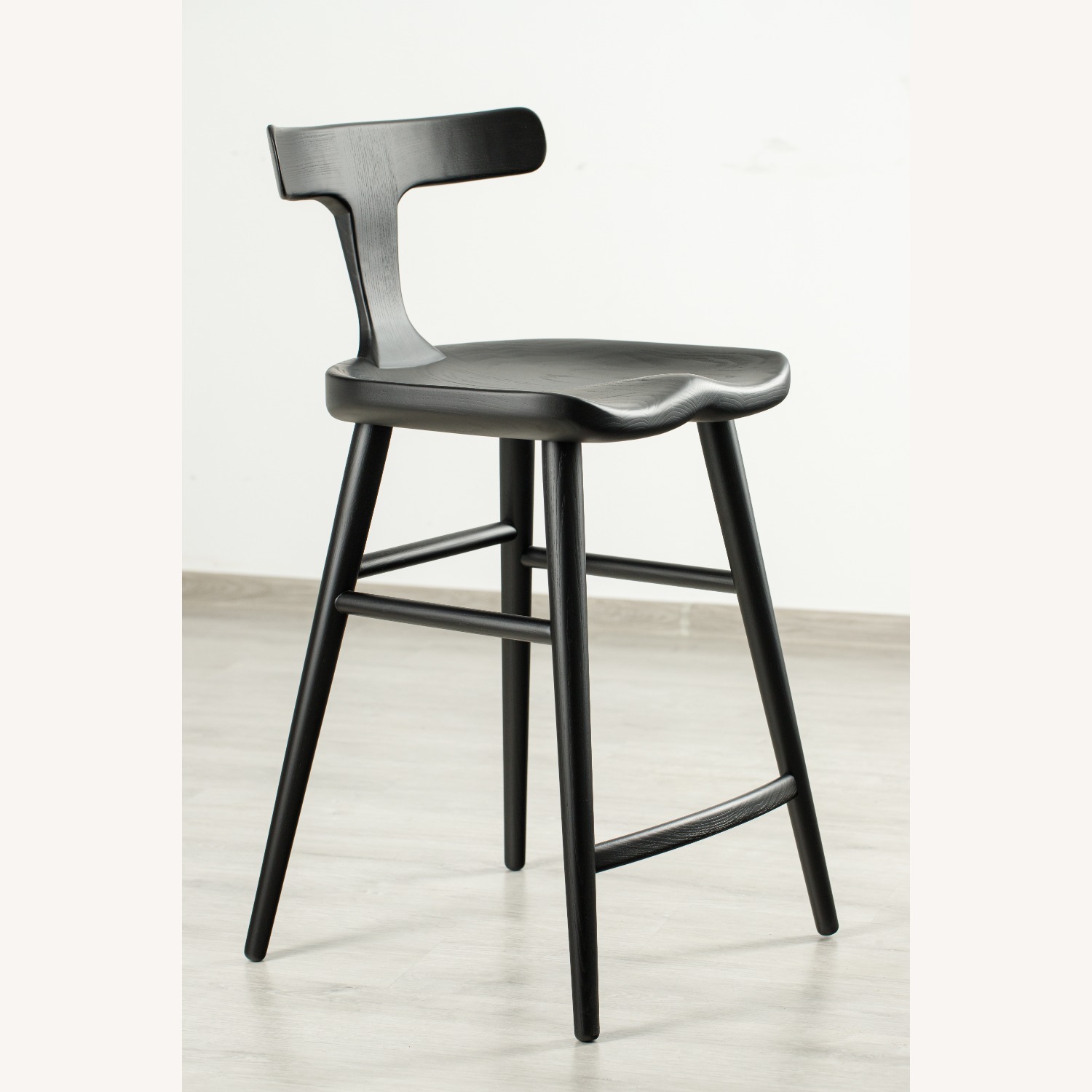 Black Solid Wood Counter Stool - image-2