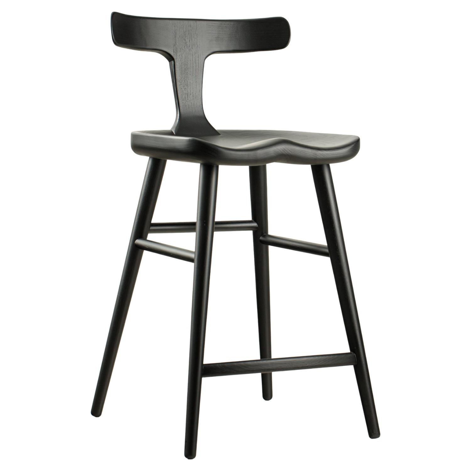 Black Solid Wood Counter Stool - image-1