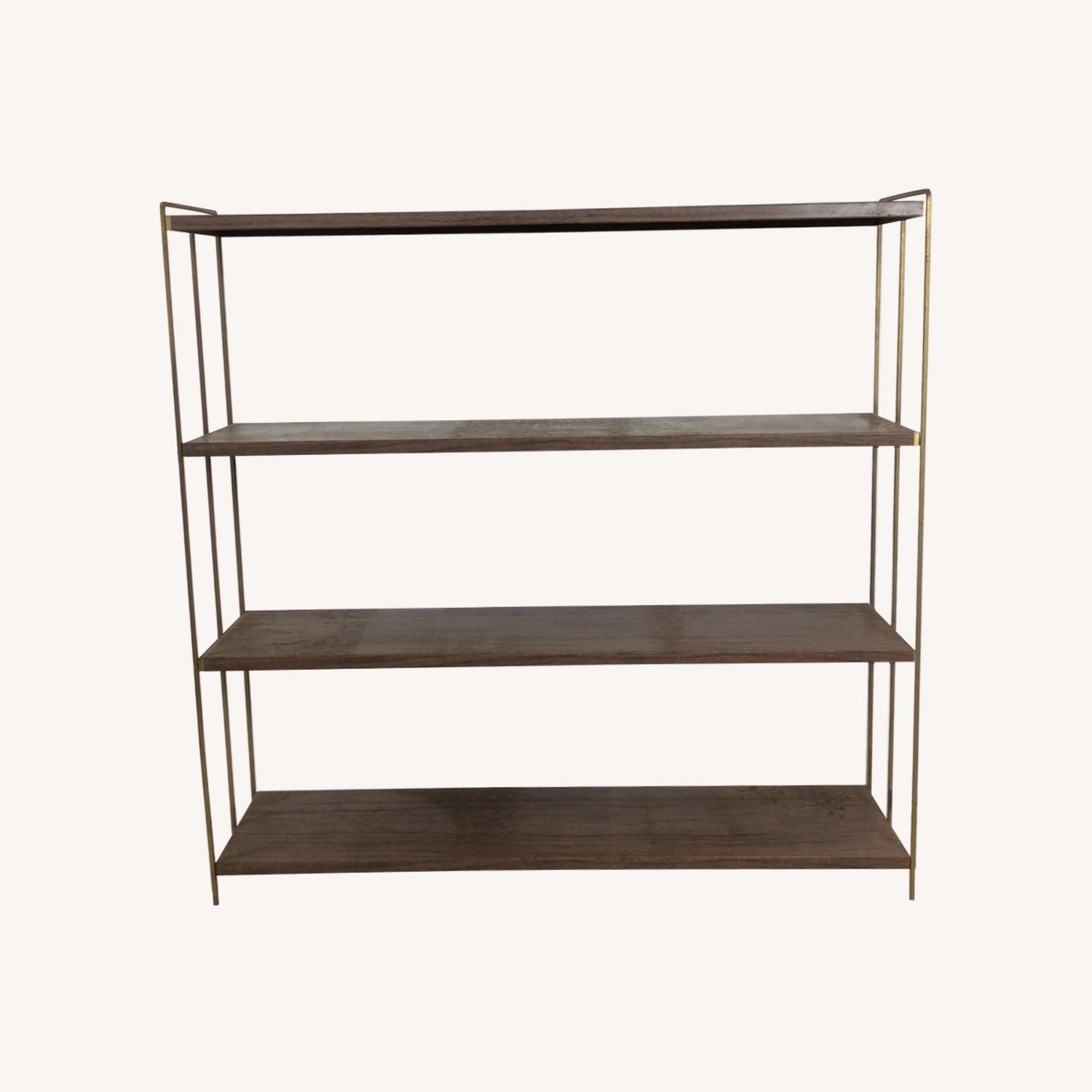 MCM 4 Shelf Bookcase with Faux Wood Print - image-0