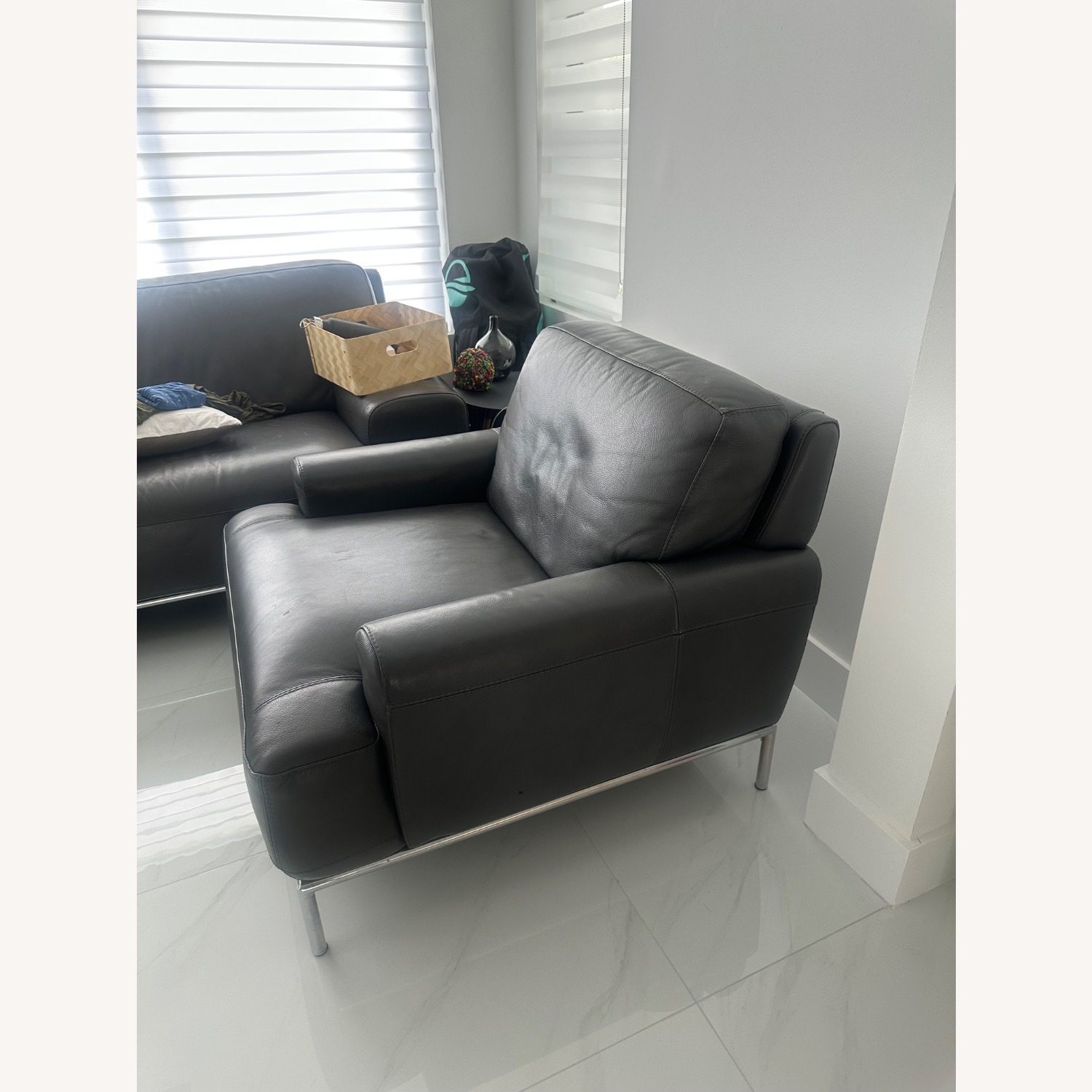 Chateau D'ax Dark Gray Leather 2 Seater Sofa - image-3