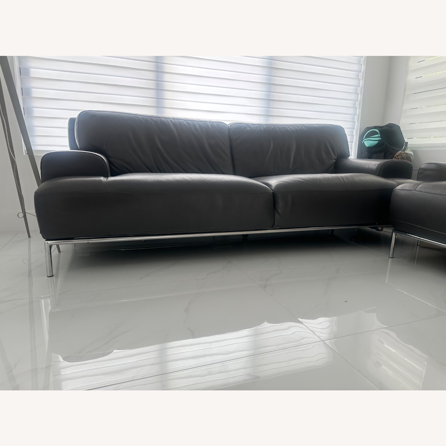 Chateau D'ax Dark Gray Leather 2 Seater Sofa - image-1