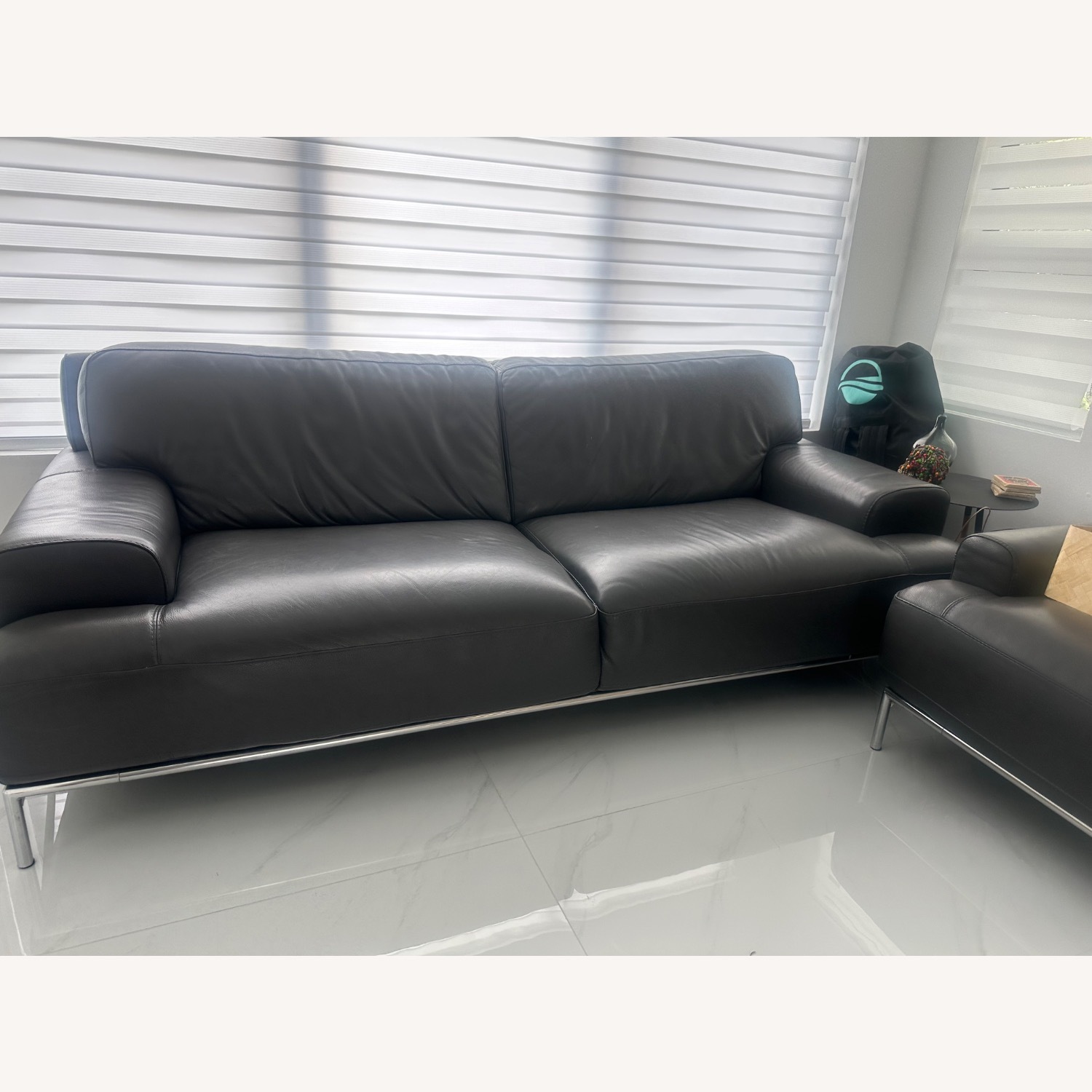 Chateau D'ax Dark Gray Leather 2 Seater Sofa - image-2