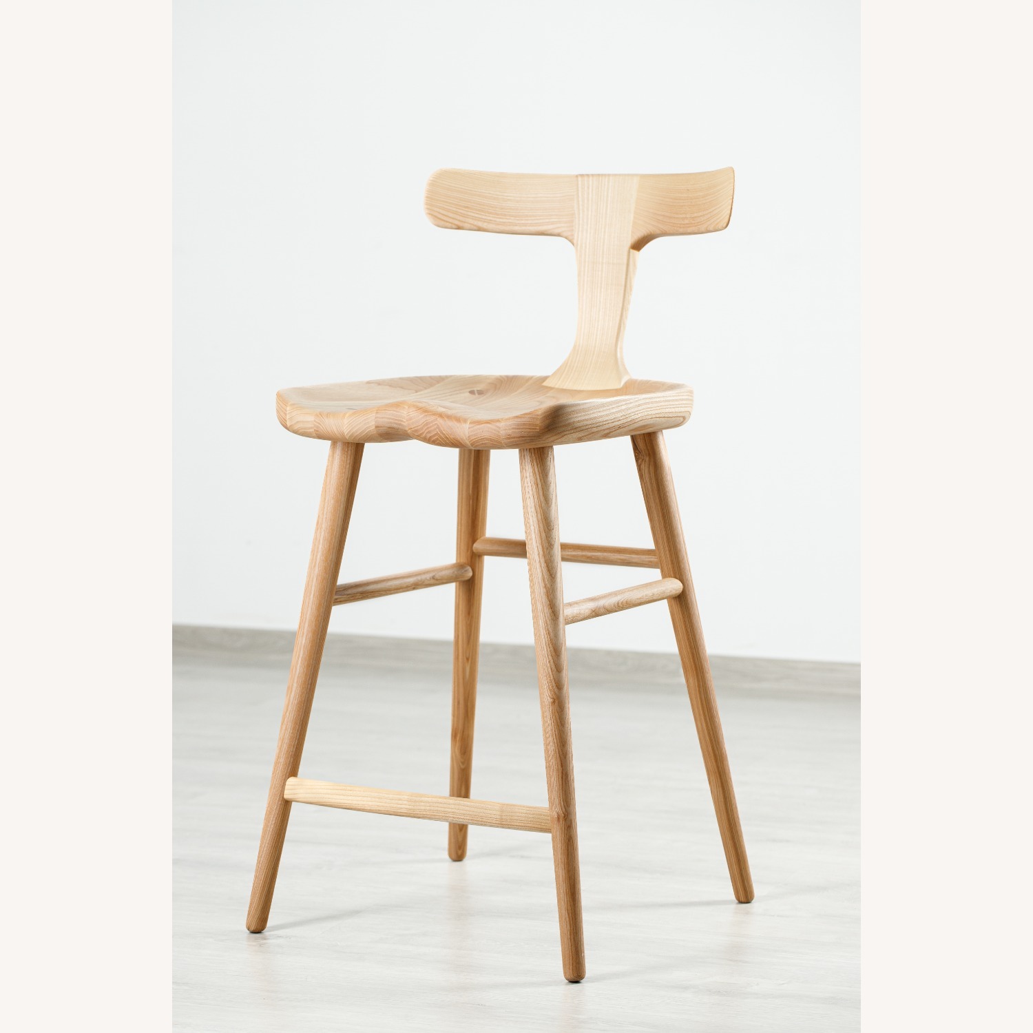 Natural Solid Wood Counter Stool - image-2