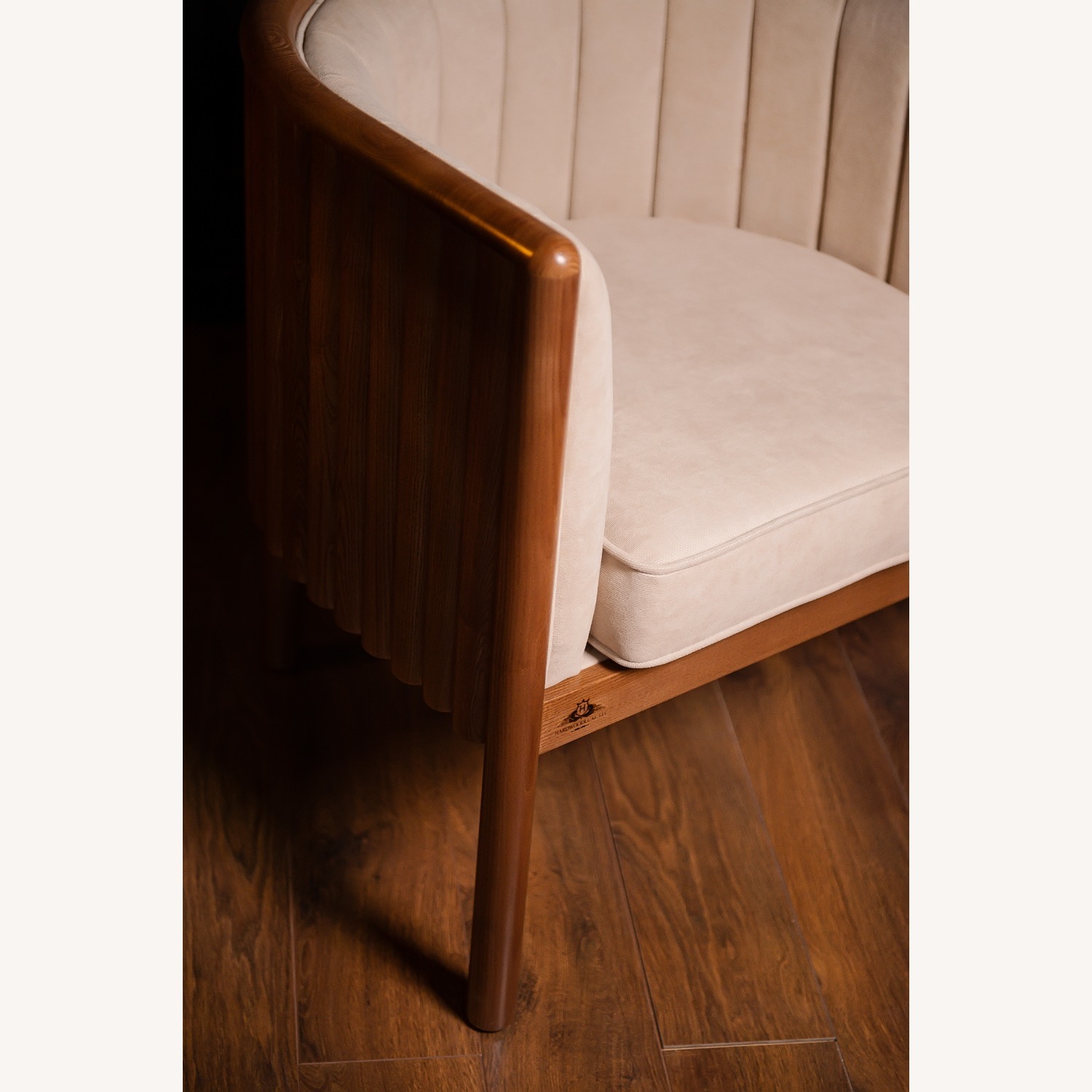 Light Brown Solid Wood Armchair - image-19