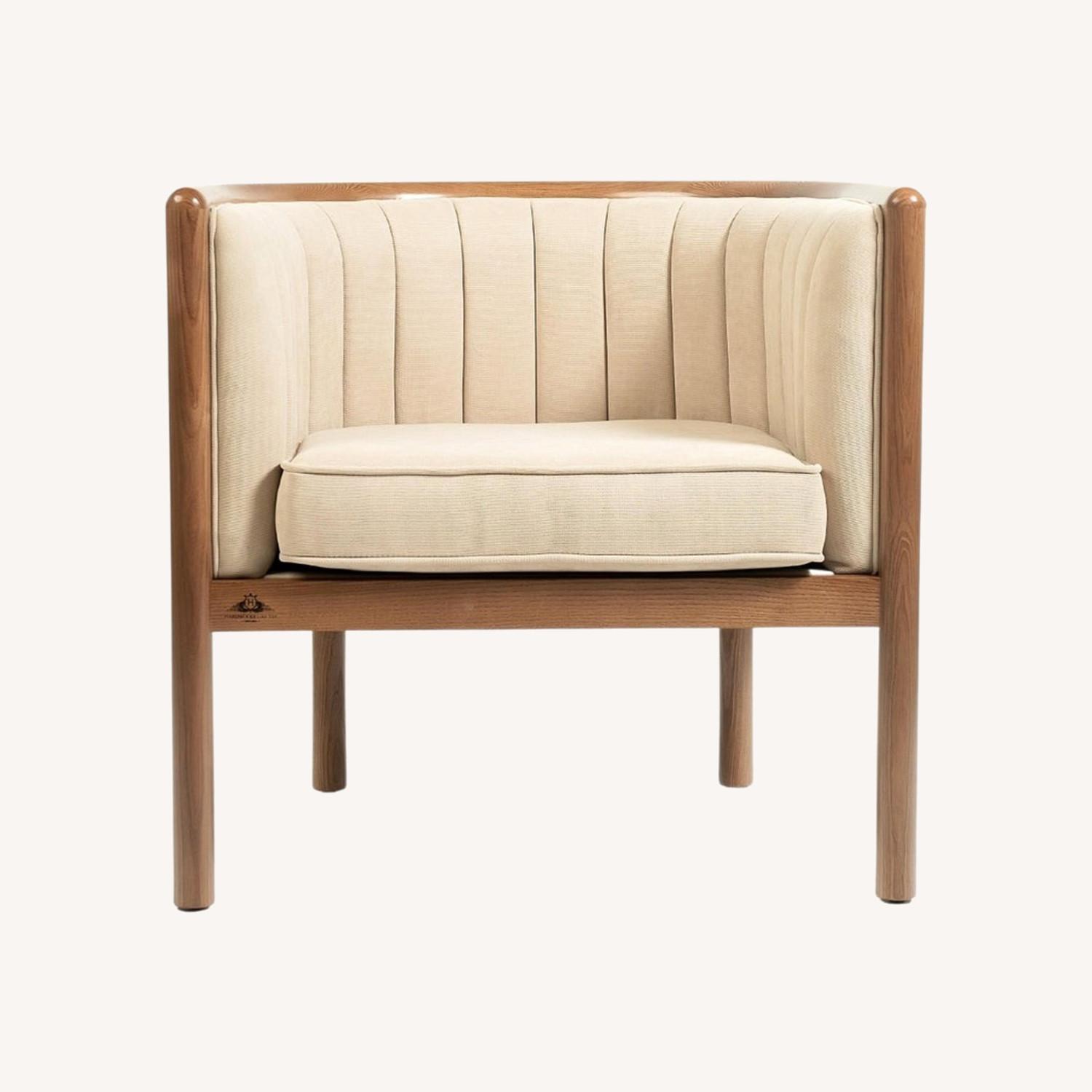 Light Brown Solid Wood Armchair - image-0