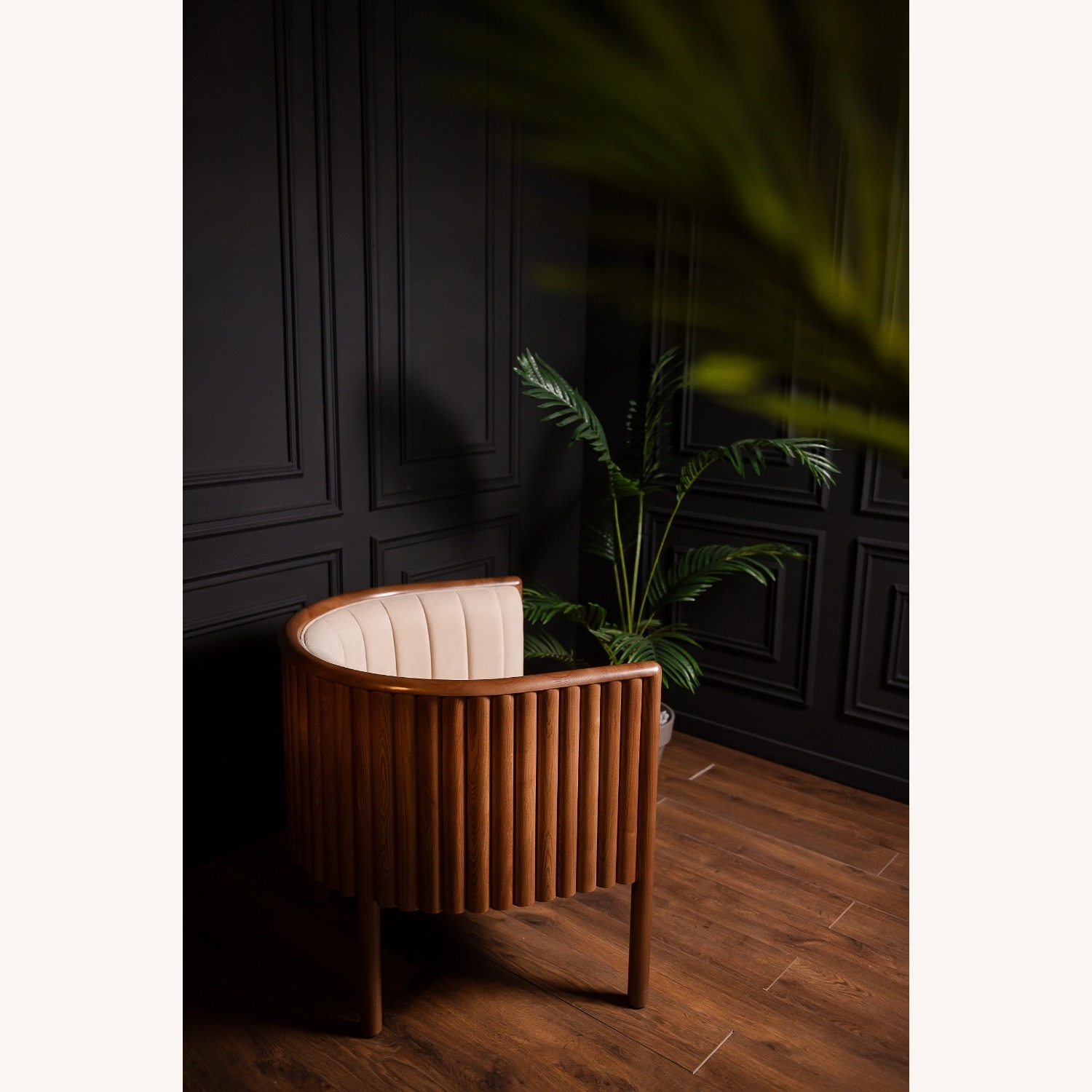 Light Brown Solid Wood Armchair - image-8