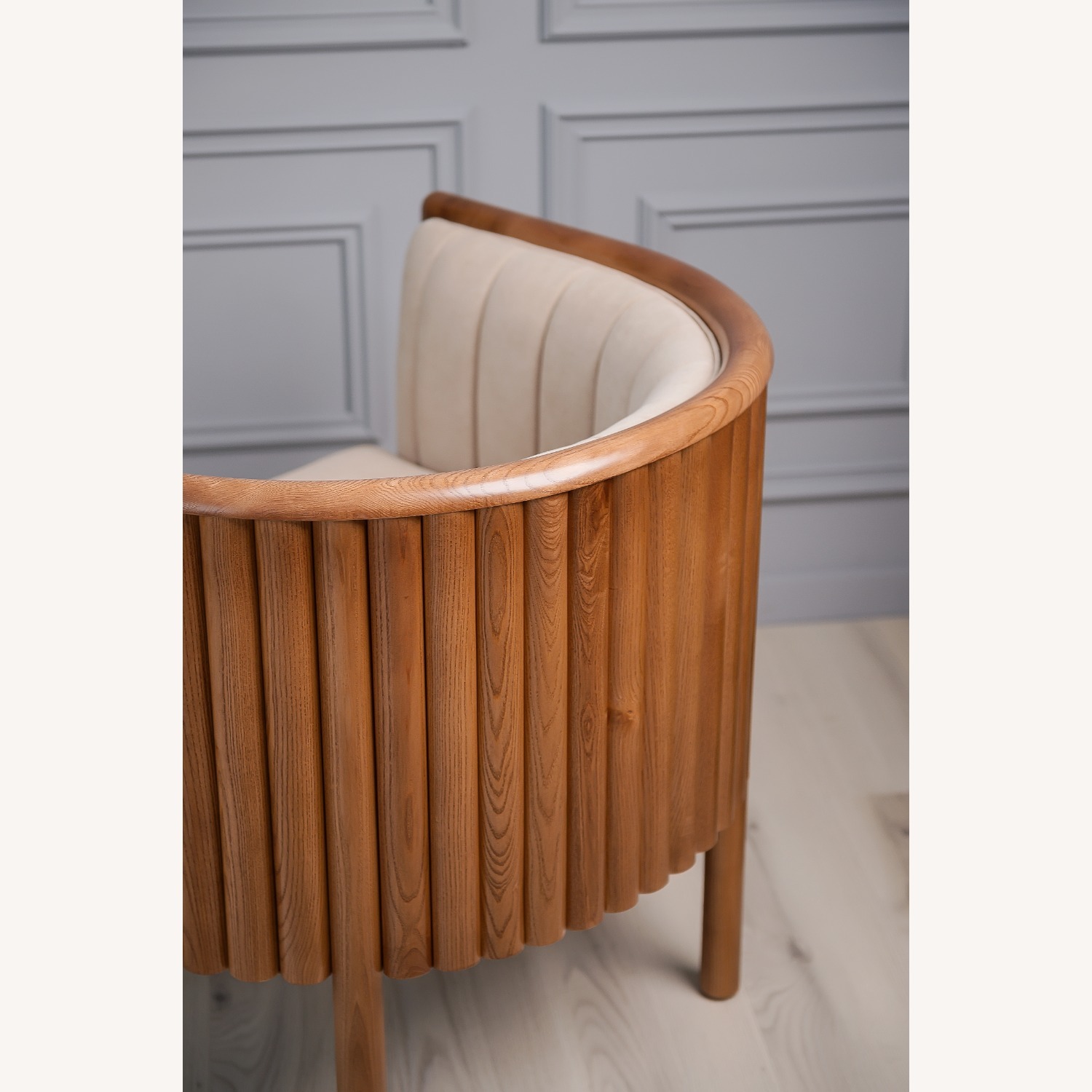 Light Brown Solid Wood Armchair - image-15