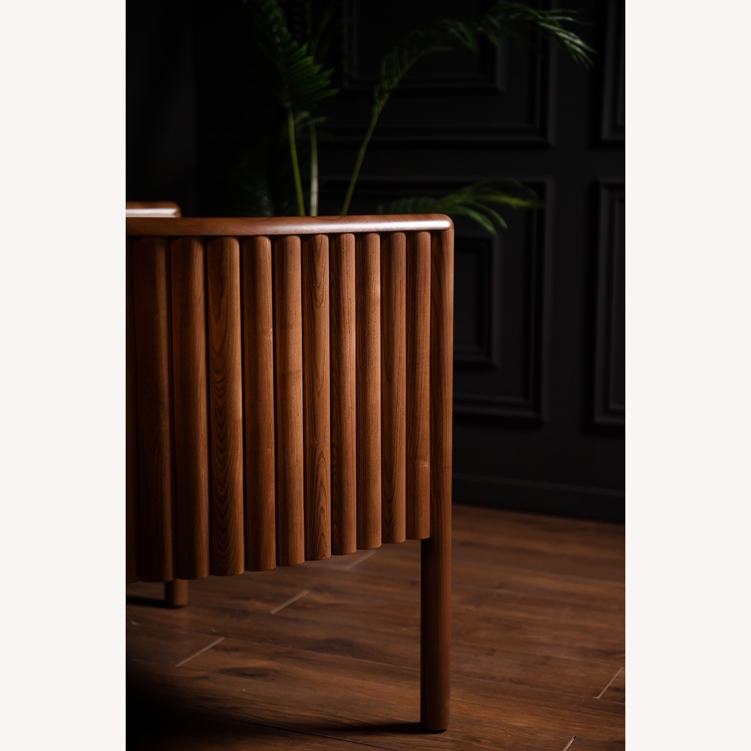 Light Brown Solid Wood Armchair - image-7