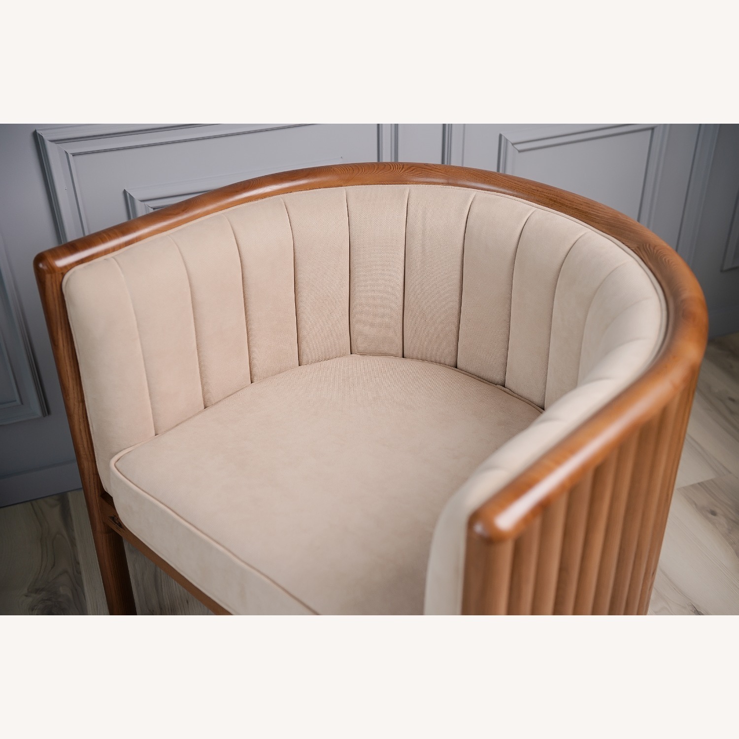 Light Brown Solid Wood Armchair - image-13