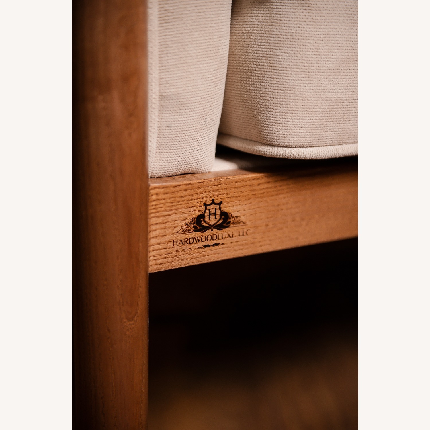 Light Brown Solid Wood Armchair - image-5