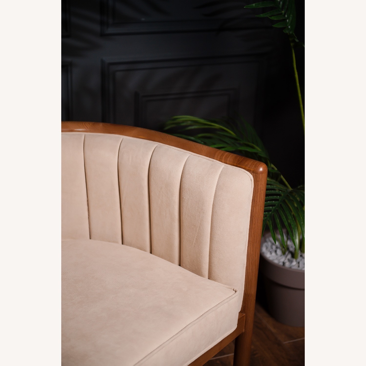 Light Brown Solid Wood Armchair - image-4