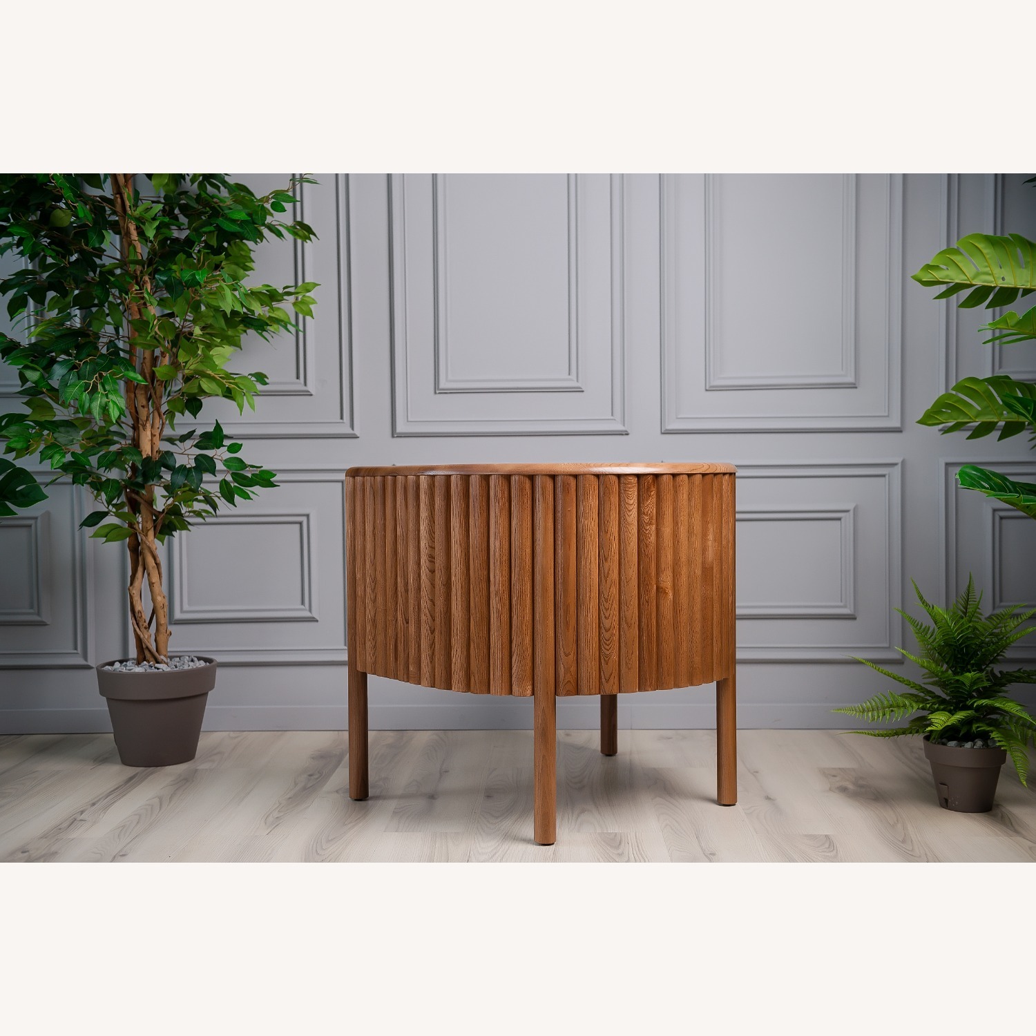 Light Brown Solid Wood Armchair - image-14