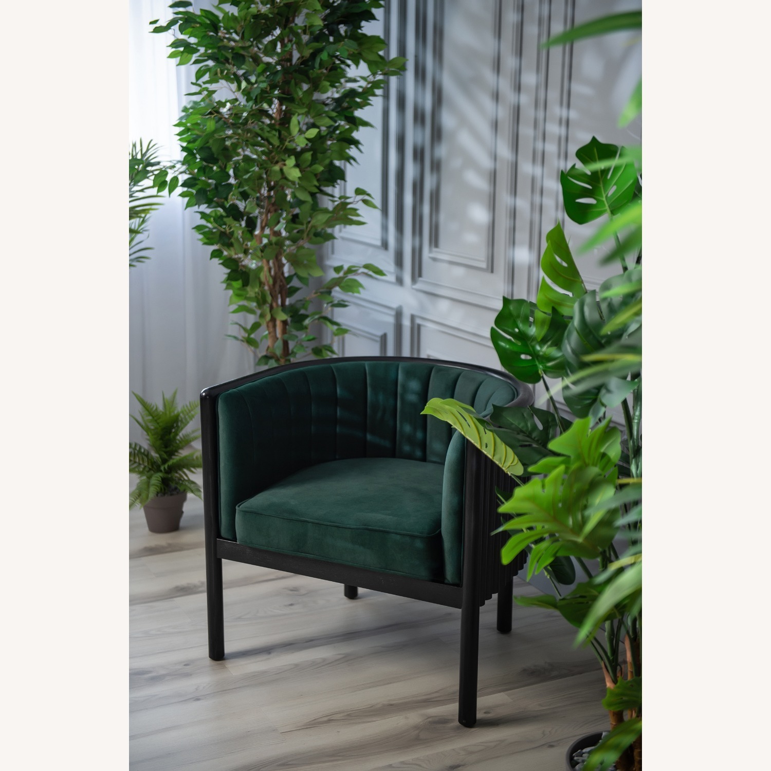 Black Solid Wood Armchair - image-7