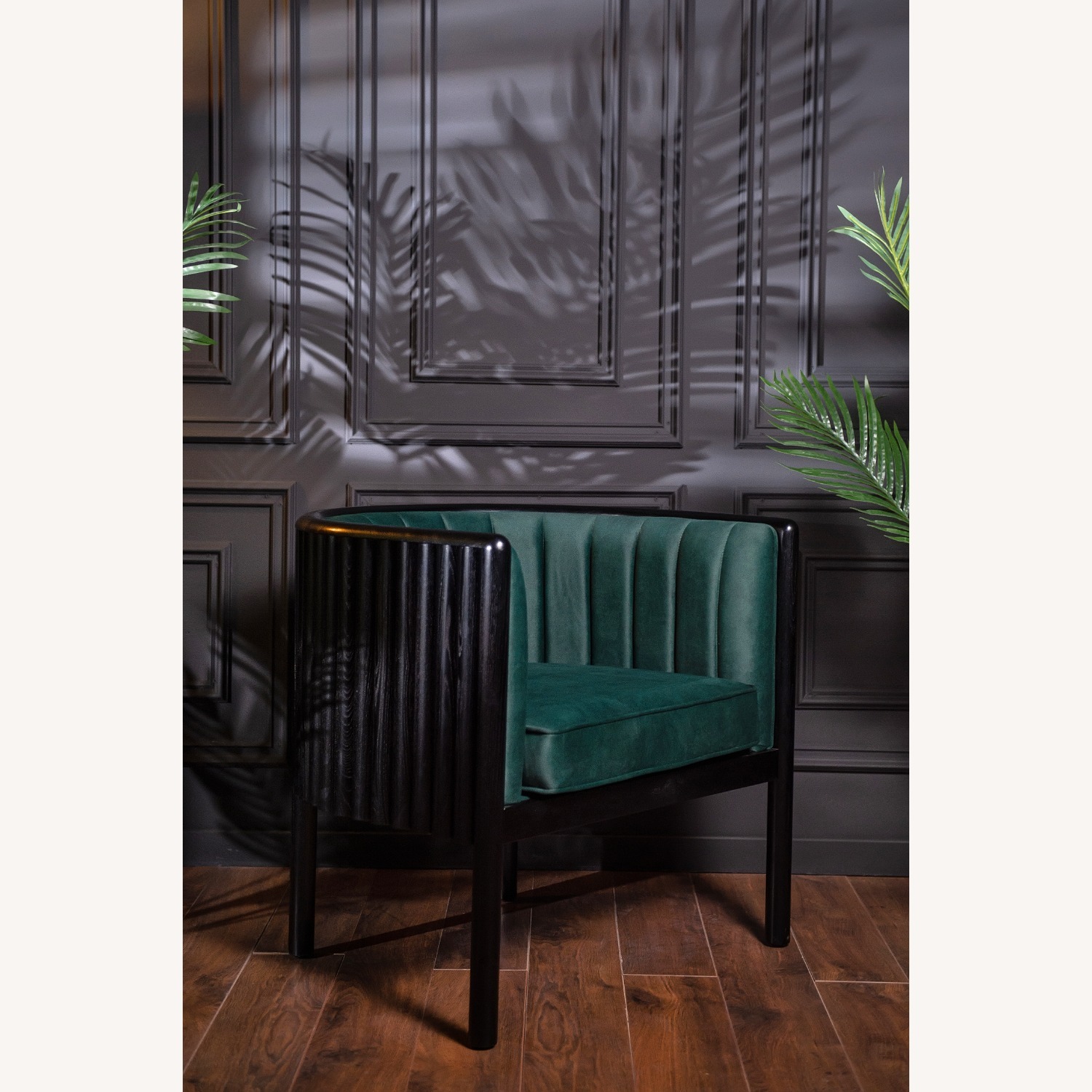 Black Solid Wood Armchair - image-4