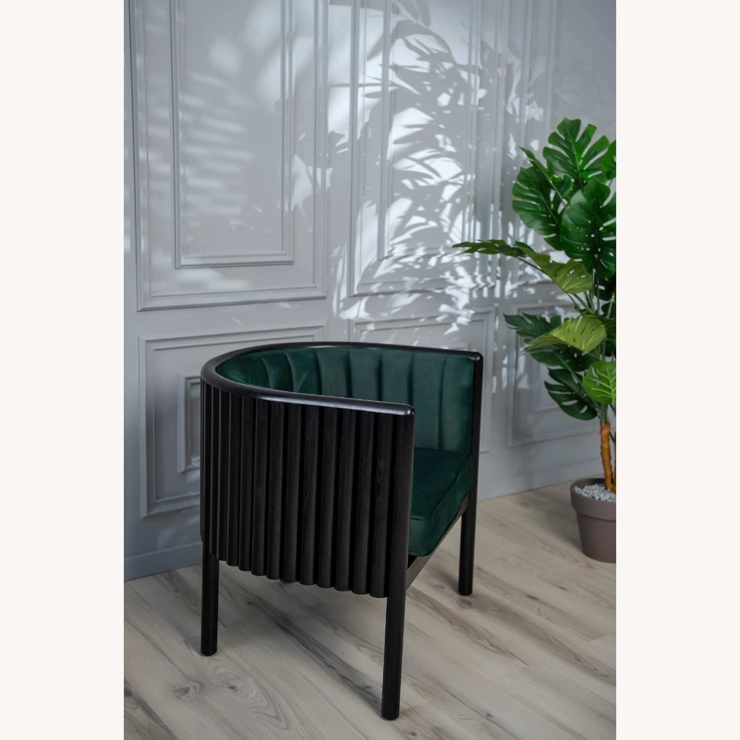 Black Solid Wood Armchair - image-6