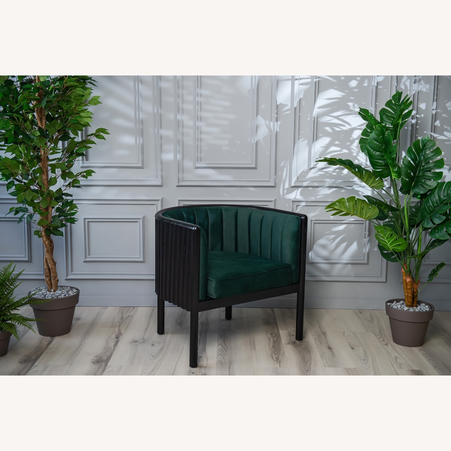 Black Solid Wood Armchair - image-5