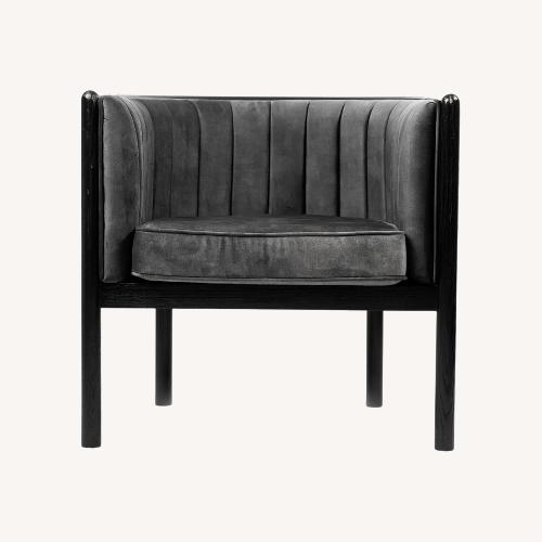 Used Black Solid Wood Armchair with Grey Material for sale on AptDeco
