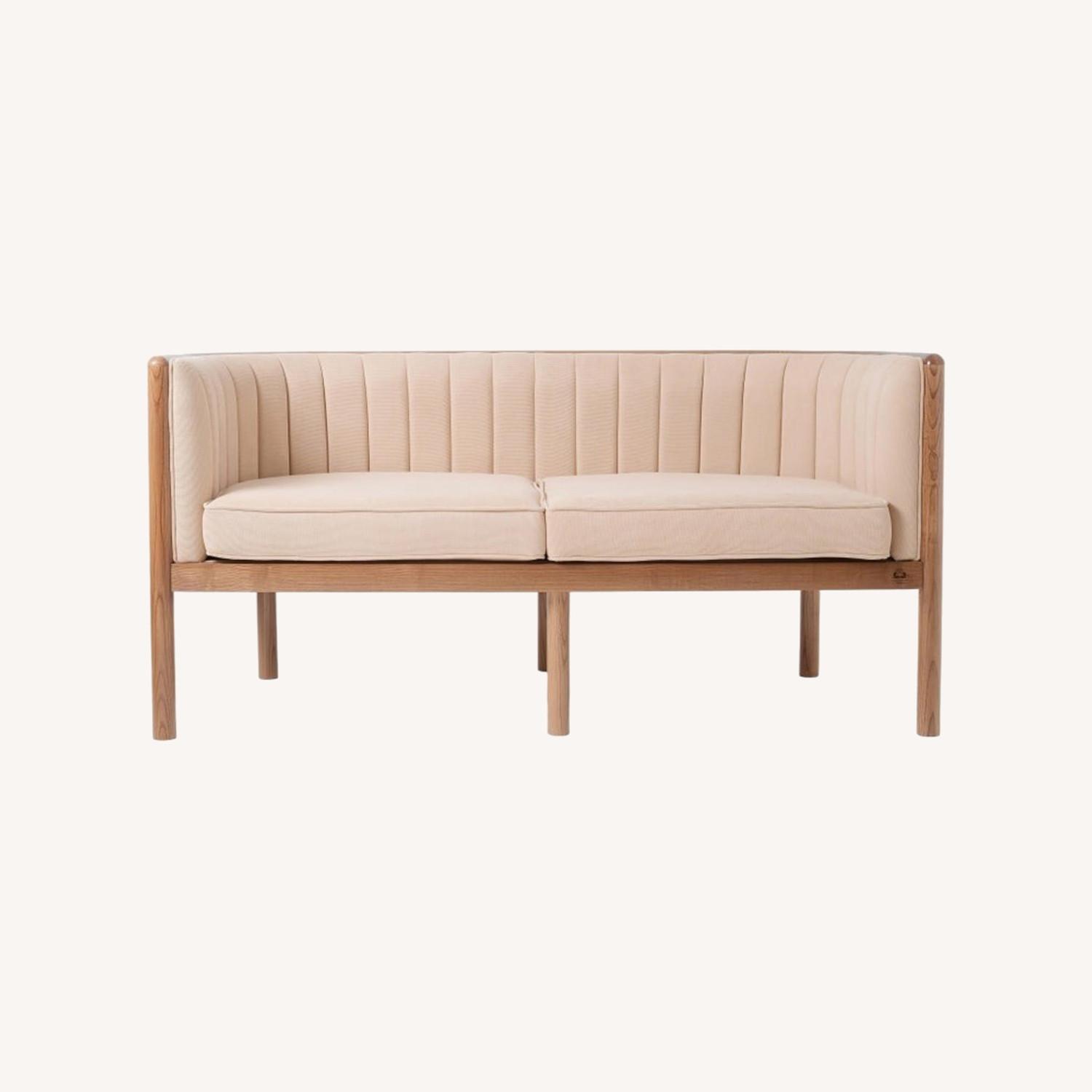 Alton Light Brown Wood Loveseat - image-0
